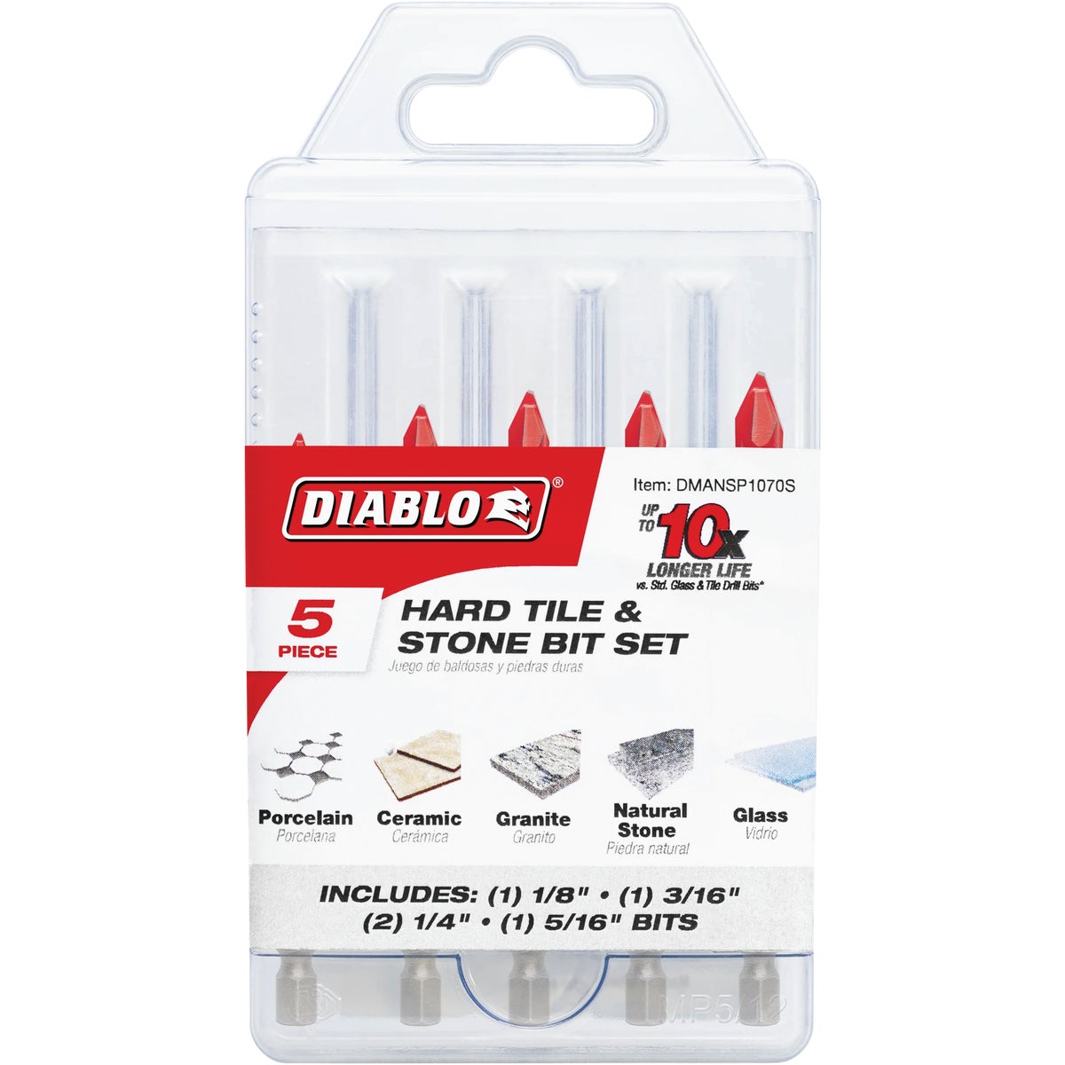 Diablo Carbide Tipped Glass, Tile & Stone Drill Bit Set (5-Piece) Image 2