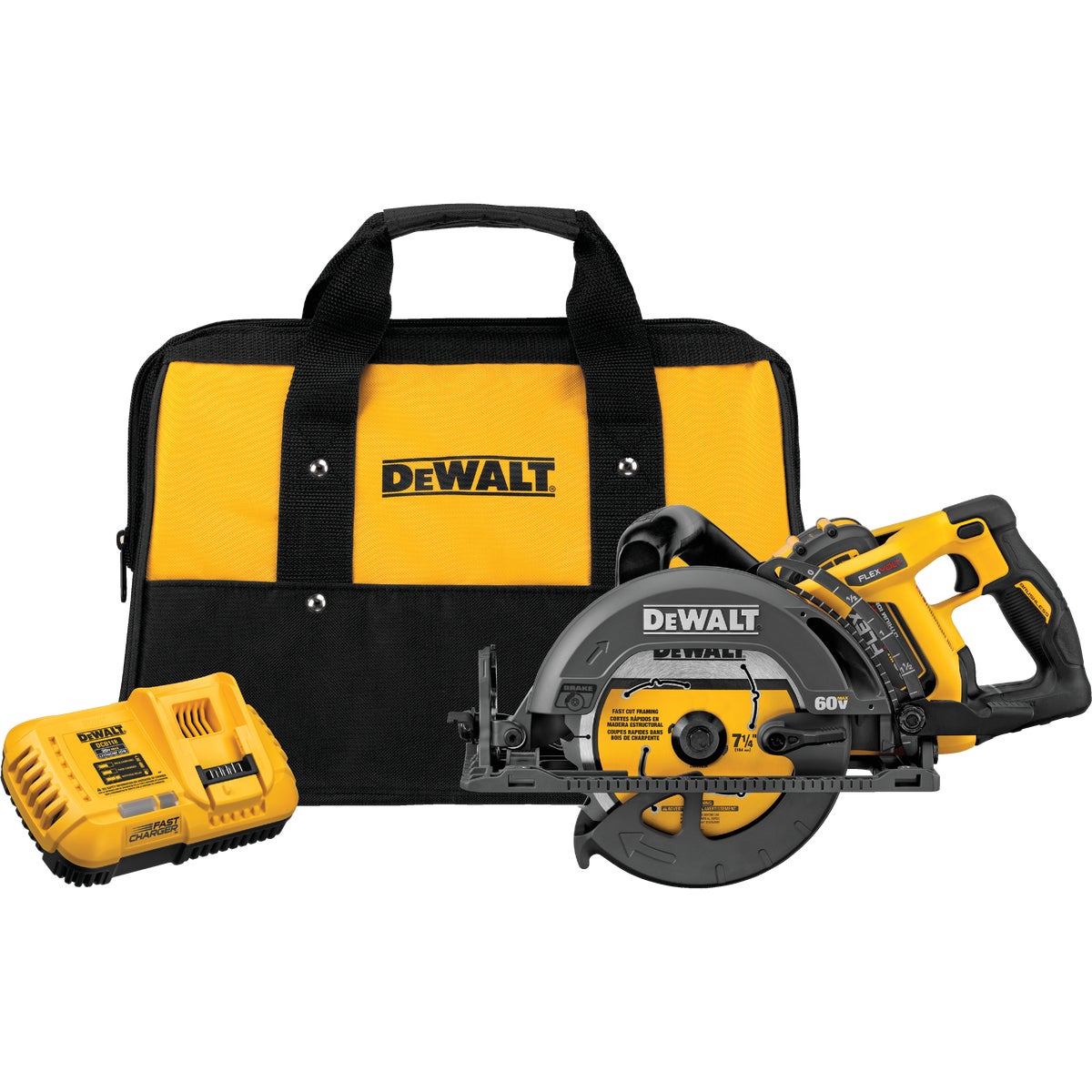 DEWALT FLEXVOLT 60V MAX Brushless 7-1/4 In. Cordless Worm Drive Circular Saw Kit with 9.0 Ah Battery & Charger