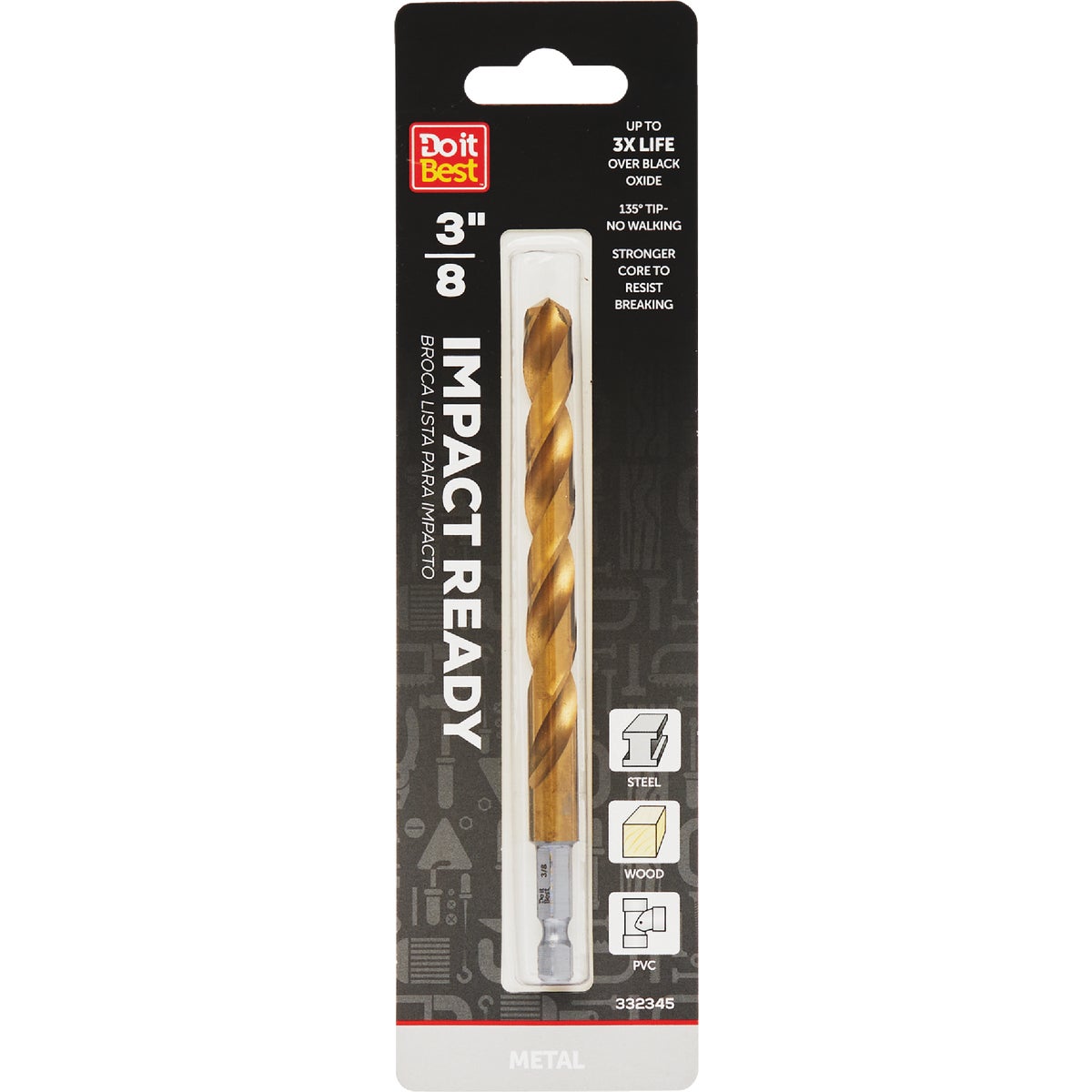 Do it Best 3/8 In. Impact Ready Titanium Hex Shank Drill Bit