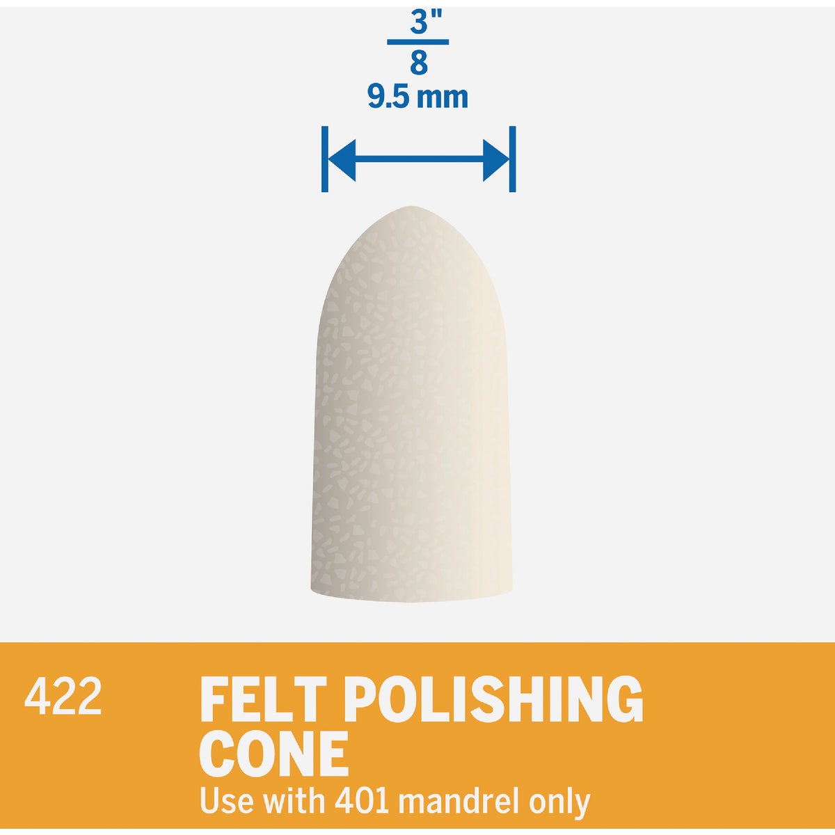 Emery 3/8 In. Felt Cone Polishing Wheel Image 4