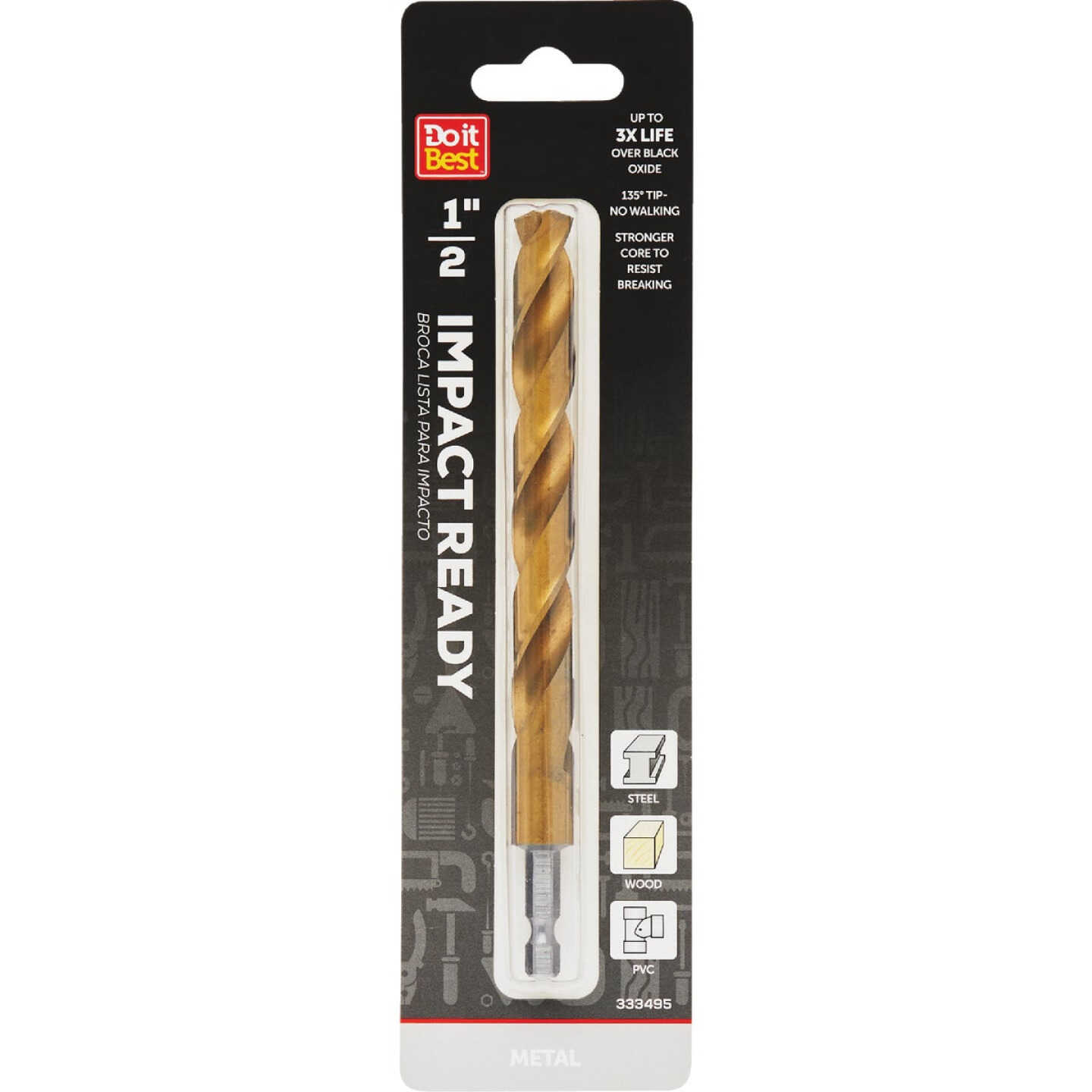 Do it Best 1/2 In. Impact Ready Titanium Hex Shank Drill Bit Image 1