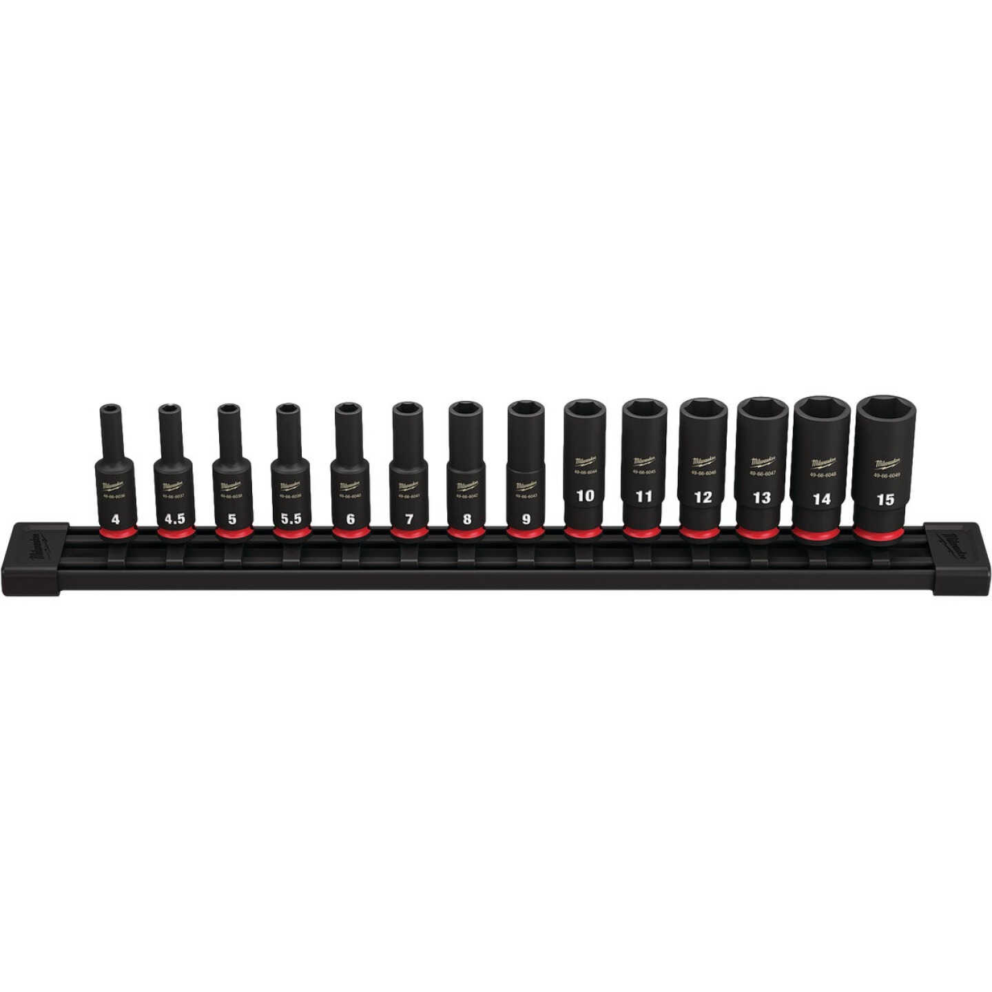 Milwaukee SHOCKWAVE Metric 1/4 In. Drive 6-Point Deep Impact Driver Set (14-Piece) Image 1