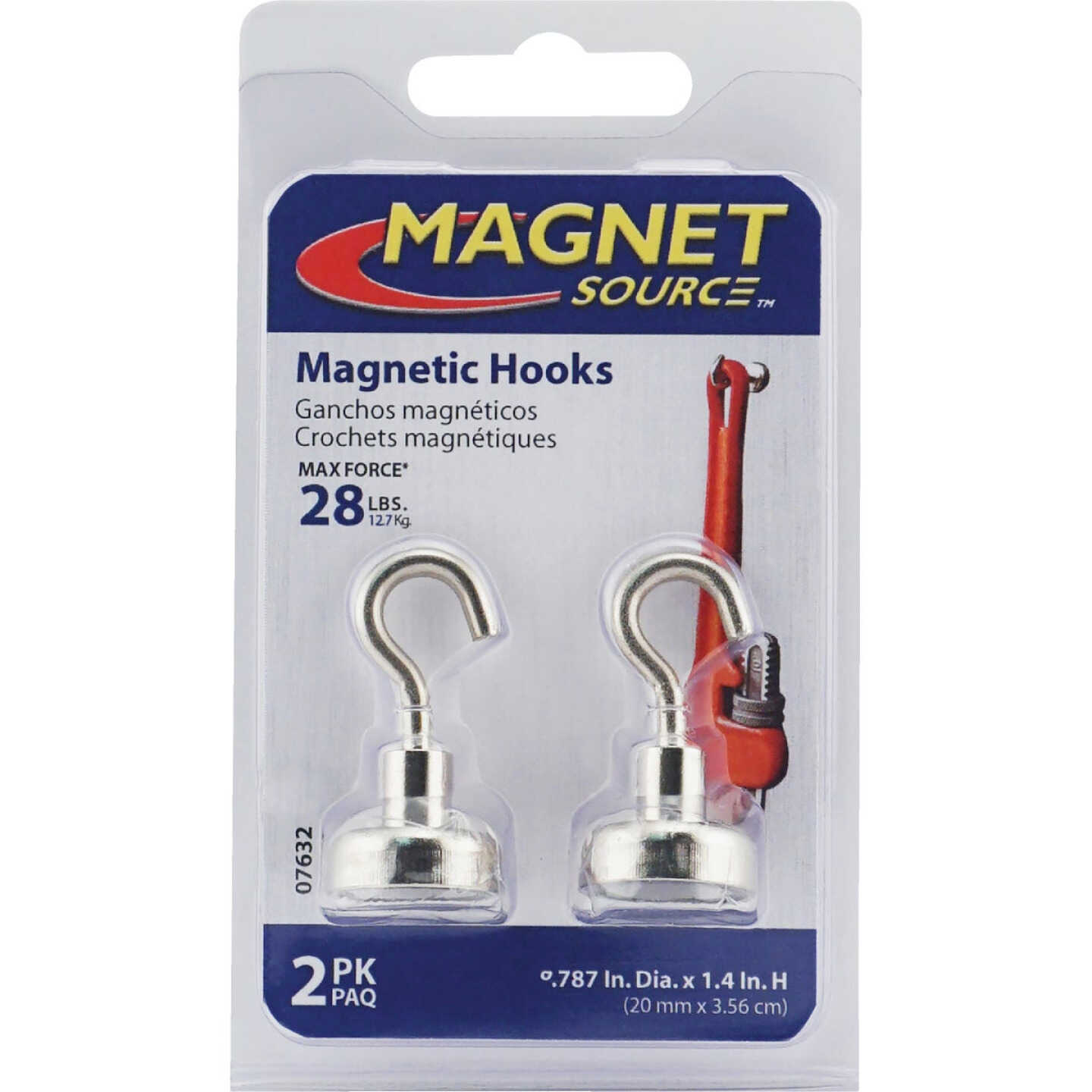 MagnetSource Grade 42 Neodymium 28 Lb. Capacity Magnet Hook (2-Pack) Image 8