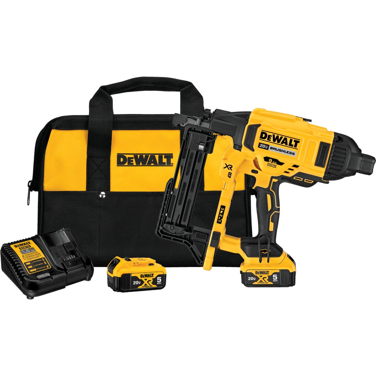 DEWALT 20V MAX XR Brushless 9-Gauge Cordless Fencing Stapler Kit with (2) 5.0 Ah Batteries & Charger