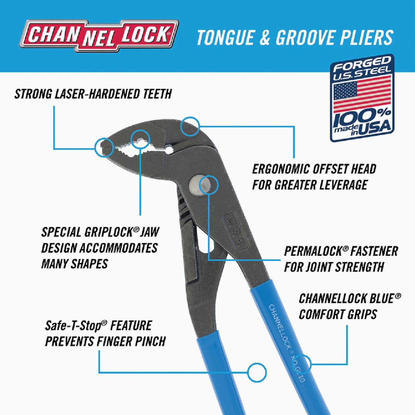 Channellock Griplock 9-1/2 In. V-Jaw Groove Joint Pliers Image 2