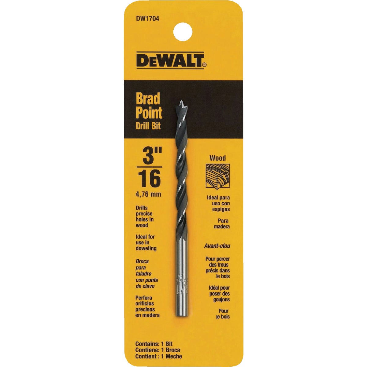 DEWALT 3/16 In. Brad Point Drill Bit Image 2
