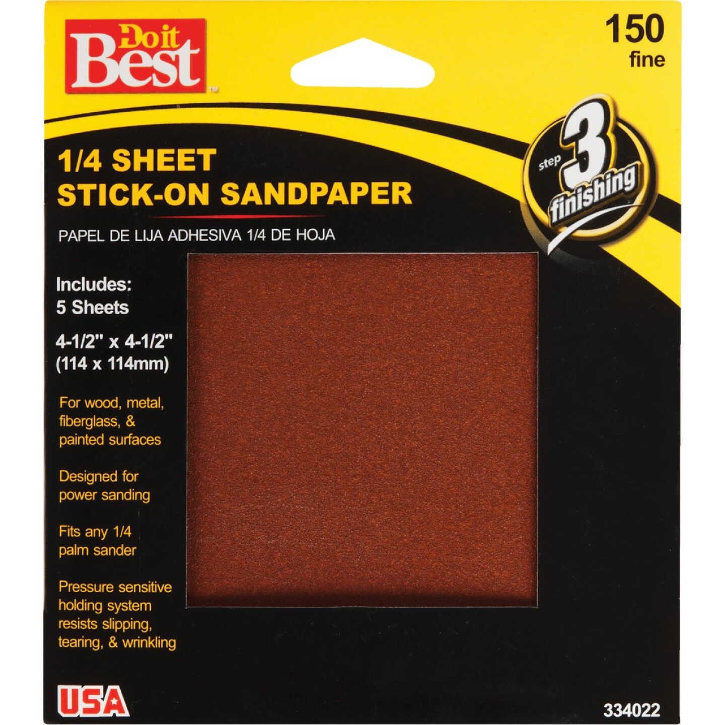 Do it Best Stick-On 150 Grit 1/4 Sheet Power Sanding Sheet (5-Pack) Image 1