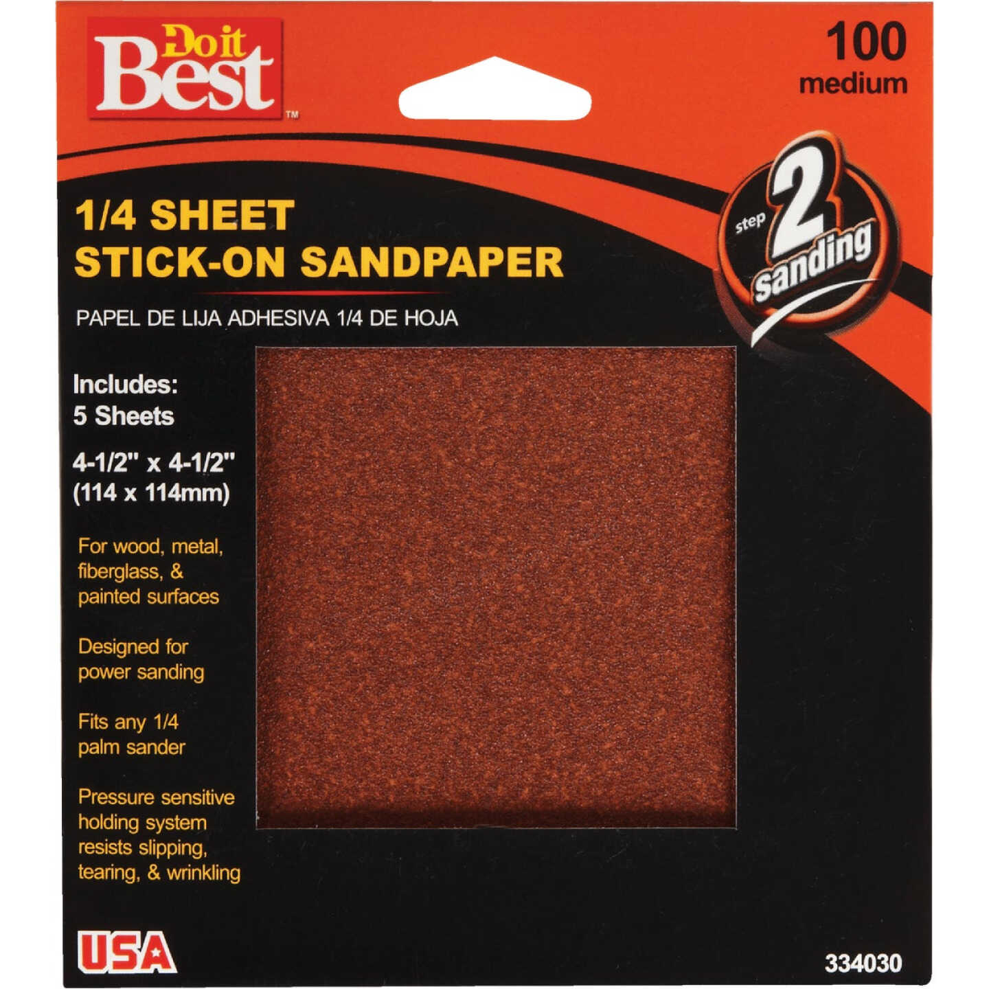 Do it Best Stick-On 100 Grit 1/4 Sheet Power Sanding Sheet (5-Pack) Image 1