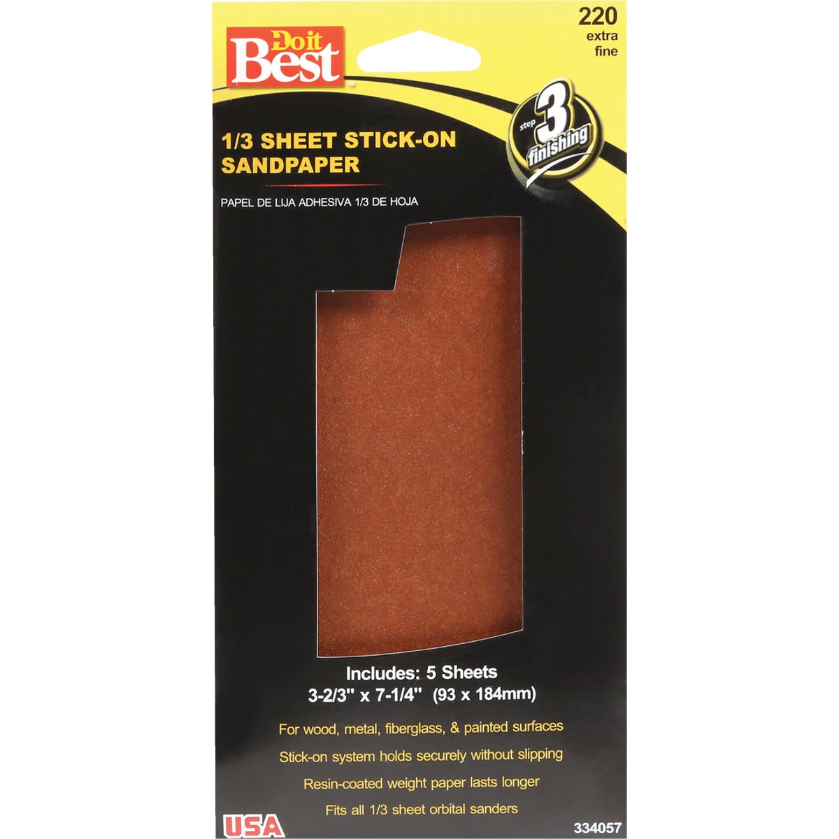Do it Best 220 Grit 1/3 Stick-On Sheet Power Sanding Sheet (5-Pack) Image 1