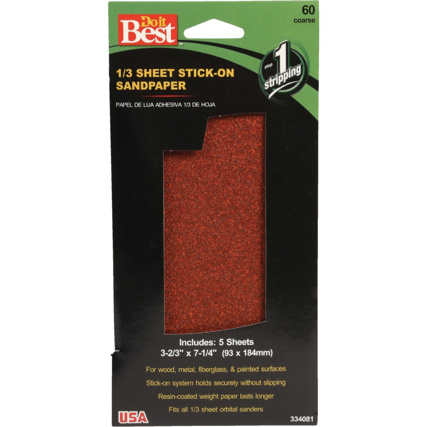 Do it Best 60 Grit 1/3 Stick-On Sheet Power Sanding Sheet (5-Pack) Image 1