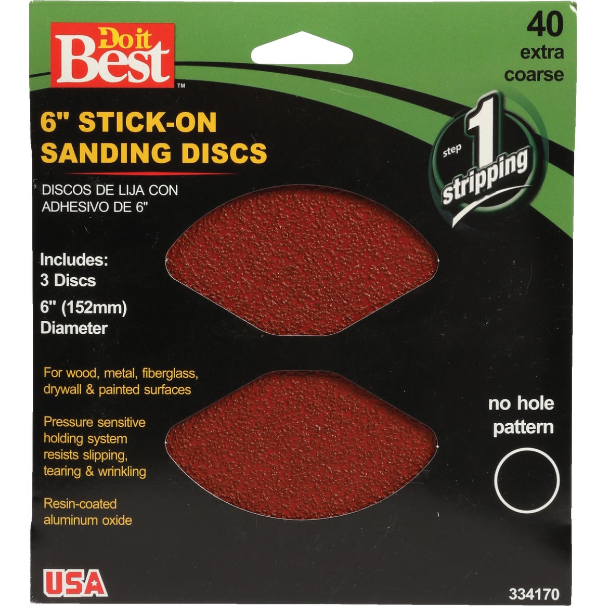 Do it Best 6 In. 40 Grit Stick-On Sanding Disc (3-Pack)