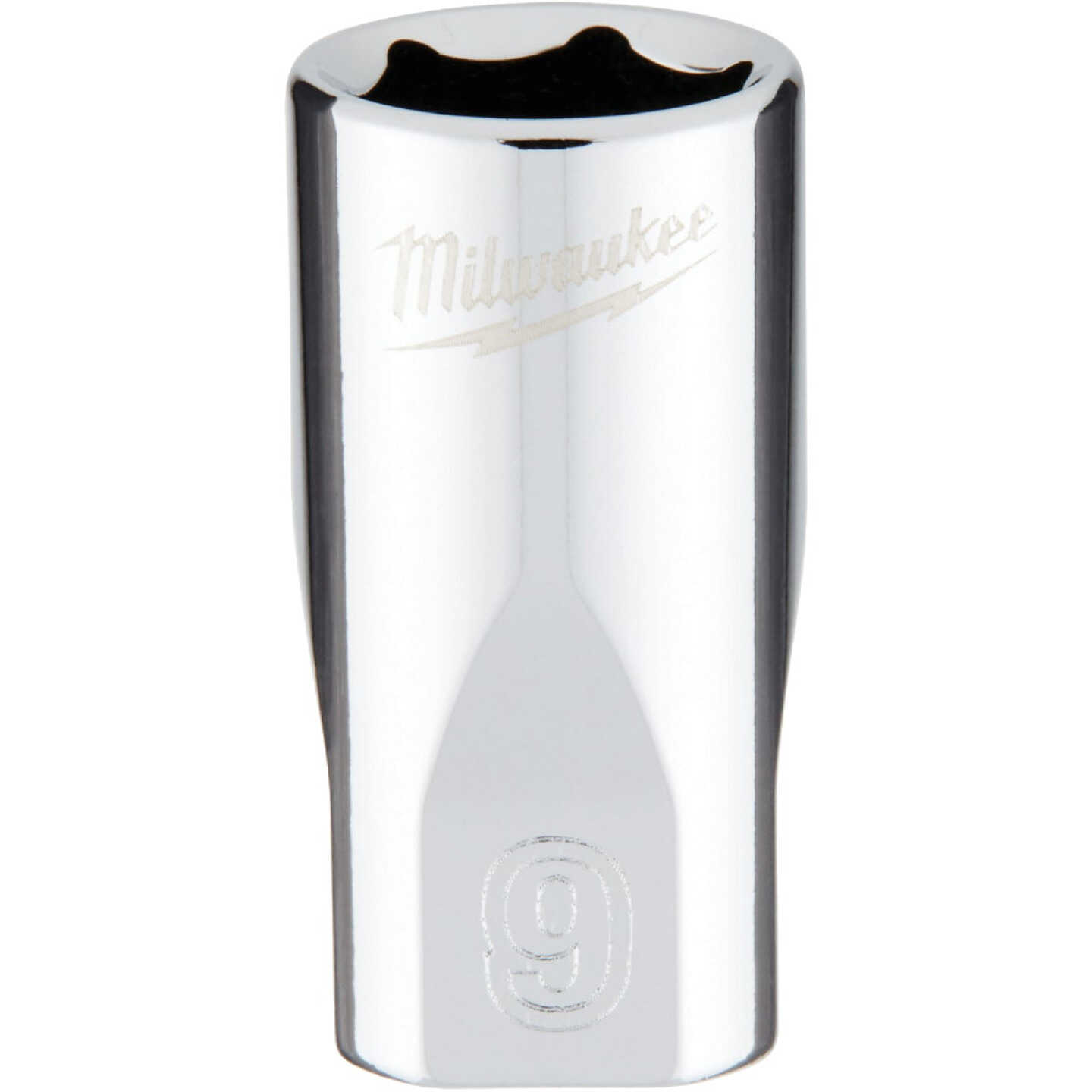 Milwaukee 1/4 In. Drive 9 mm 6-Point Shallow Metric Socket with FOUR FLAT Sides Image 1