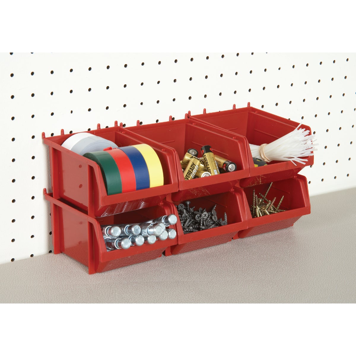 Quantum Storage Small Red Stackable Parts Bin (6-Pack) Image 2
