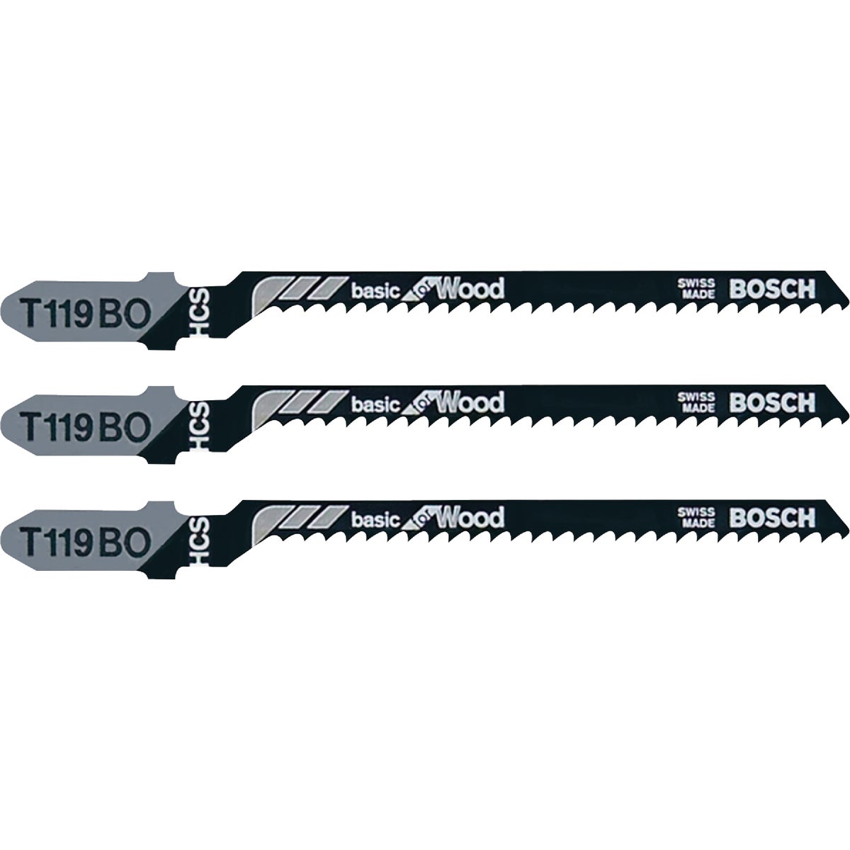 Bosch T-Shank 3-1/4 In. x 12 TPI High Carbon Steel Jig Saw Blade, Basic for Wood (5-Pack) Image 1