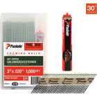 Paslode 3 In. x 0.120 In. 30 Degree Paper Tape Hot Dipped Galvanized Plus Ring Shank RounDrive Framing Nails with (1) Framing Fuel Cell (1000 Ct.) Image 1