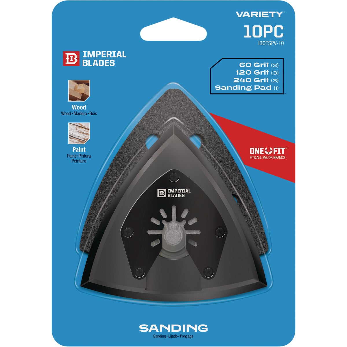 Imperial Blades ONE FIT 60/120/240 Grit Triangle Sandpaper Variety Pack w/Sanding Pad (10-Pack) Image 3