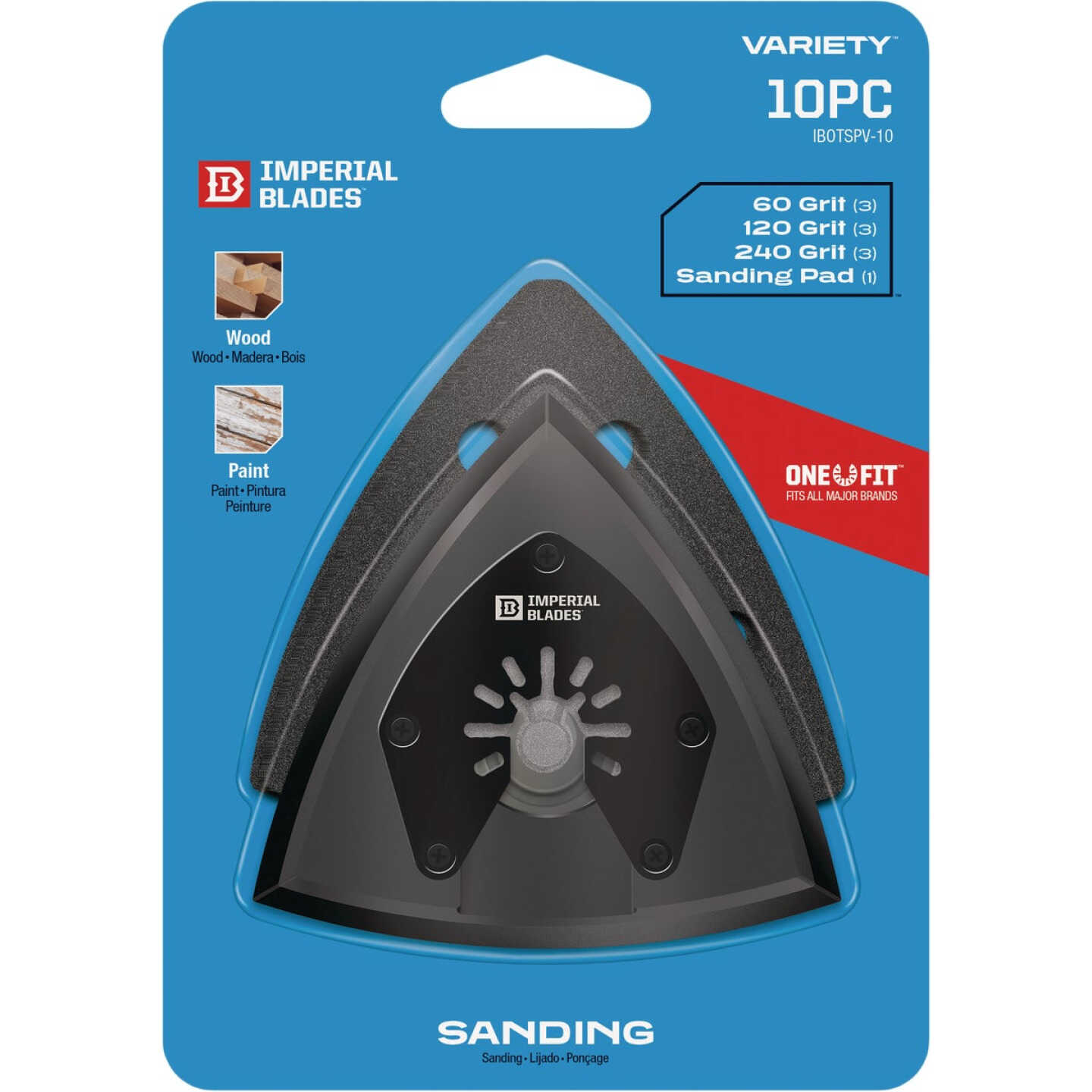 Imperial Blades ONE FIT 60/120/240 Grit Triangle Sandpaper Variety Pack w/Sanding Pad (10-Pack) Image 3