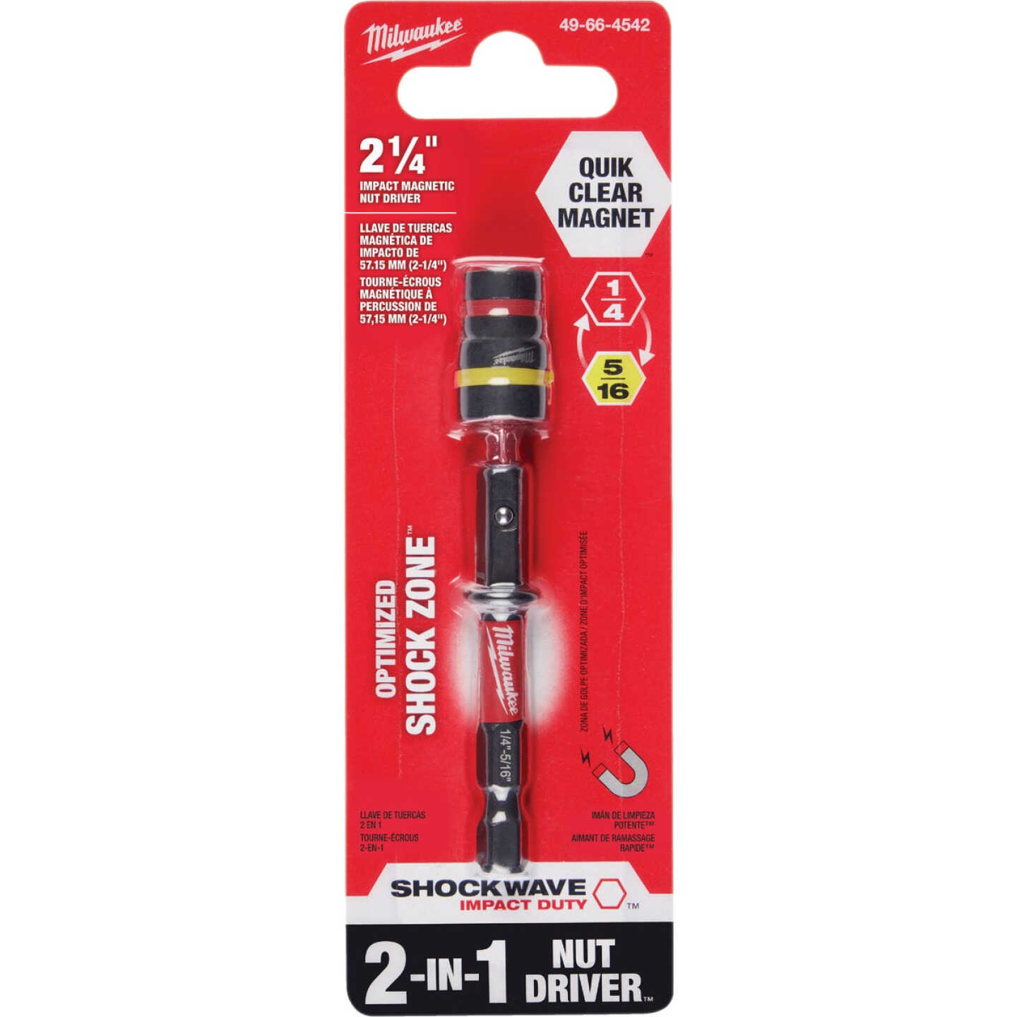Milwaukee SHOCKWAVE QUIK-CLEAR 2-in-1 1/4 In. & 5/16 In. x 2-1/4 In. Impact Duty Magnetic Nut Driver Image 8