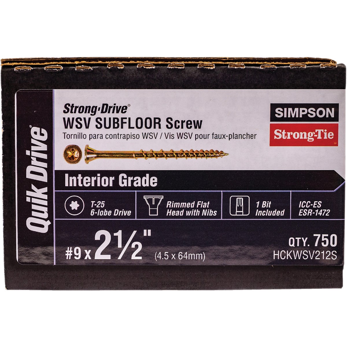 Strong-Drive WSV SUBFLOOR Screw (Collated)  #9 x 2-1/2 in. T-25, Yellow-Zinc (750-Qty) Image 2