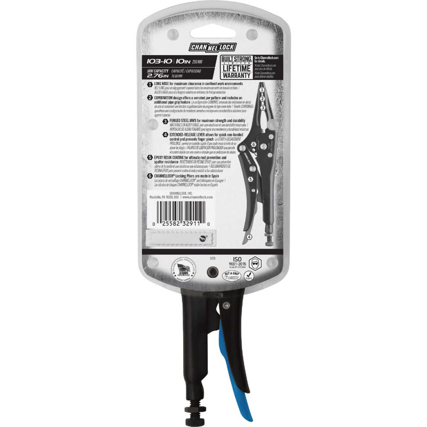 Channellock 10 In. Combination Long Nose Locking Pliers Image 4