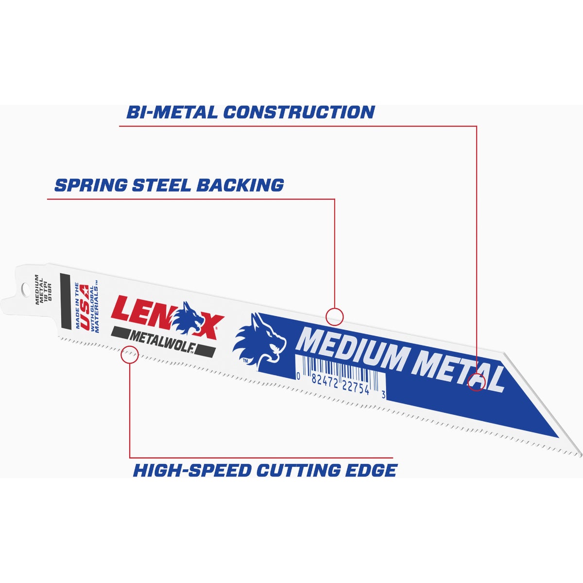 Lenox METALWOLF WAVE EDGE 8 In. 18 TPI Medium Metal Reciprocating Saw Blade, Bulk Image 2