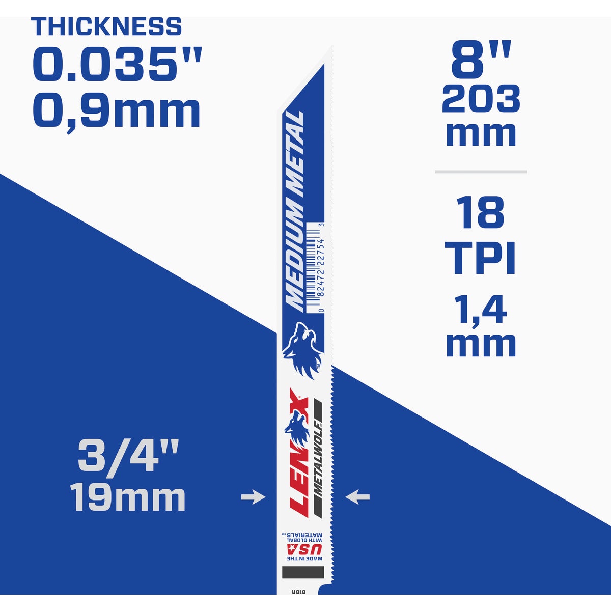 Lenox METALWOLF WAVE EDGE 8 In. 18 TPI Medium Metal Reciprocating Saw Blade, Bulk Image 3
