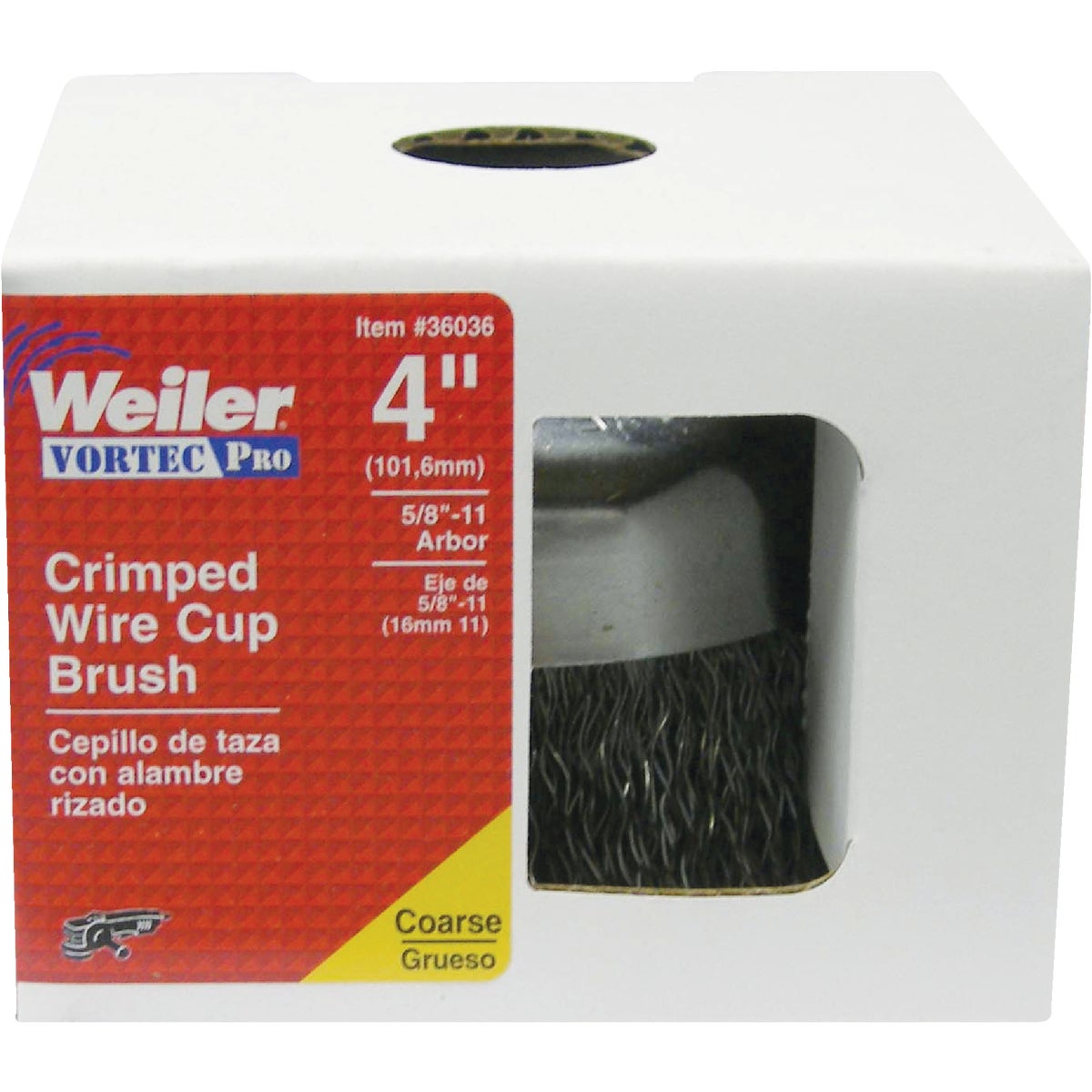 Weiler Vortec 4 In. Crimped 0.02 In. Angle Grinder Wire Brush Image 2