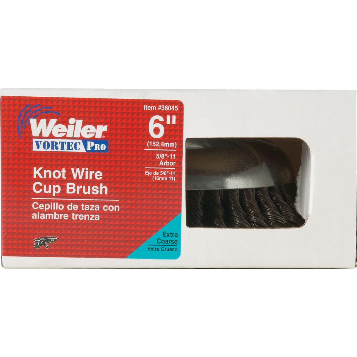 Weiler Vortec 6 In. Knotted 0.02 In. Angle Grinder Wire Brush Image 2