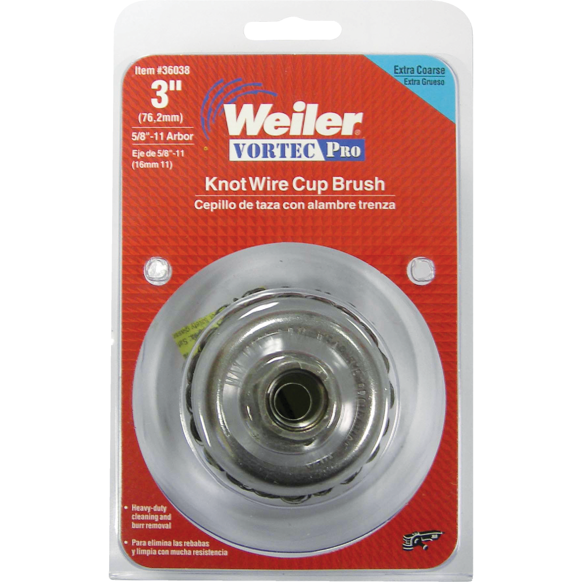 Weiler Vortec 3 In. Knotted 0.02 In. Angle Grinder Wire Brush Image 1