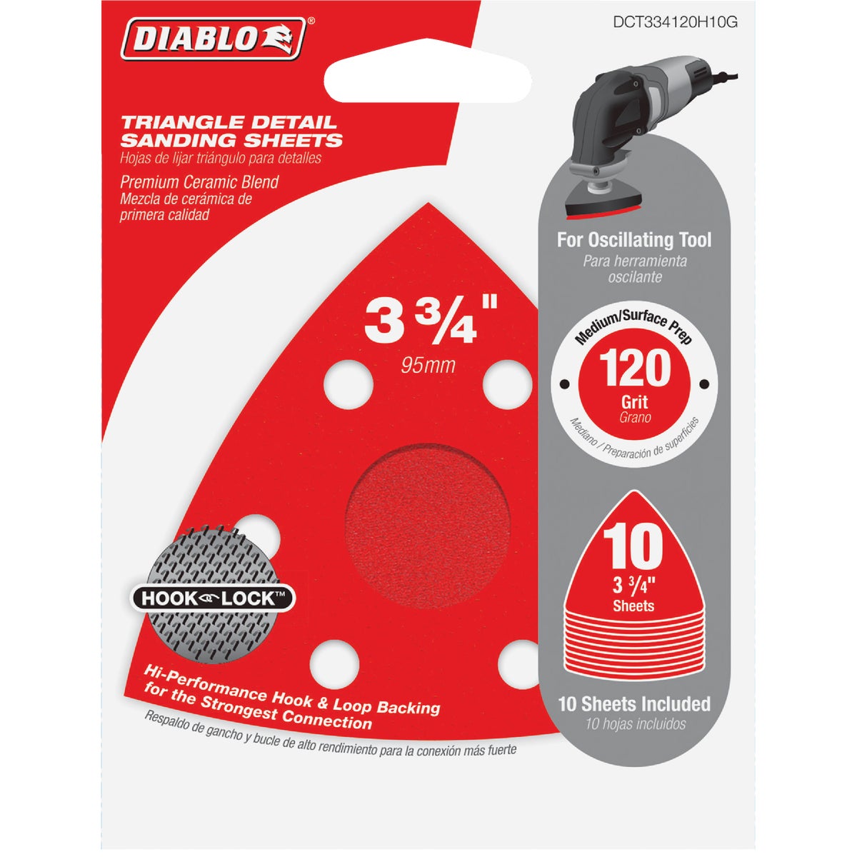 Diablo 220-Grit (Fine) 3-1/2 In. Oscillating Detail Triangle Sanding Sheets (10-Pack)