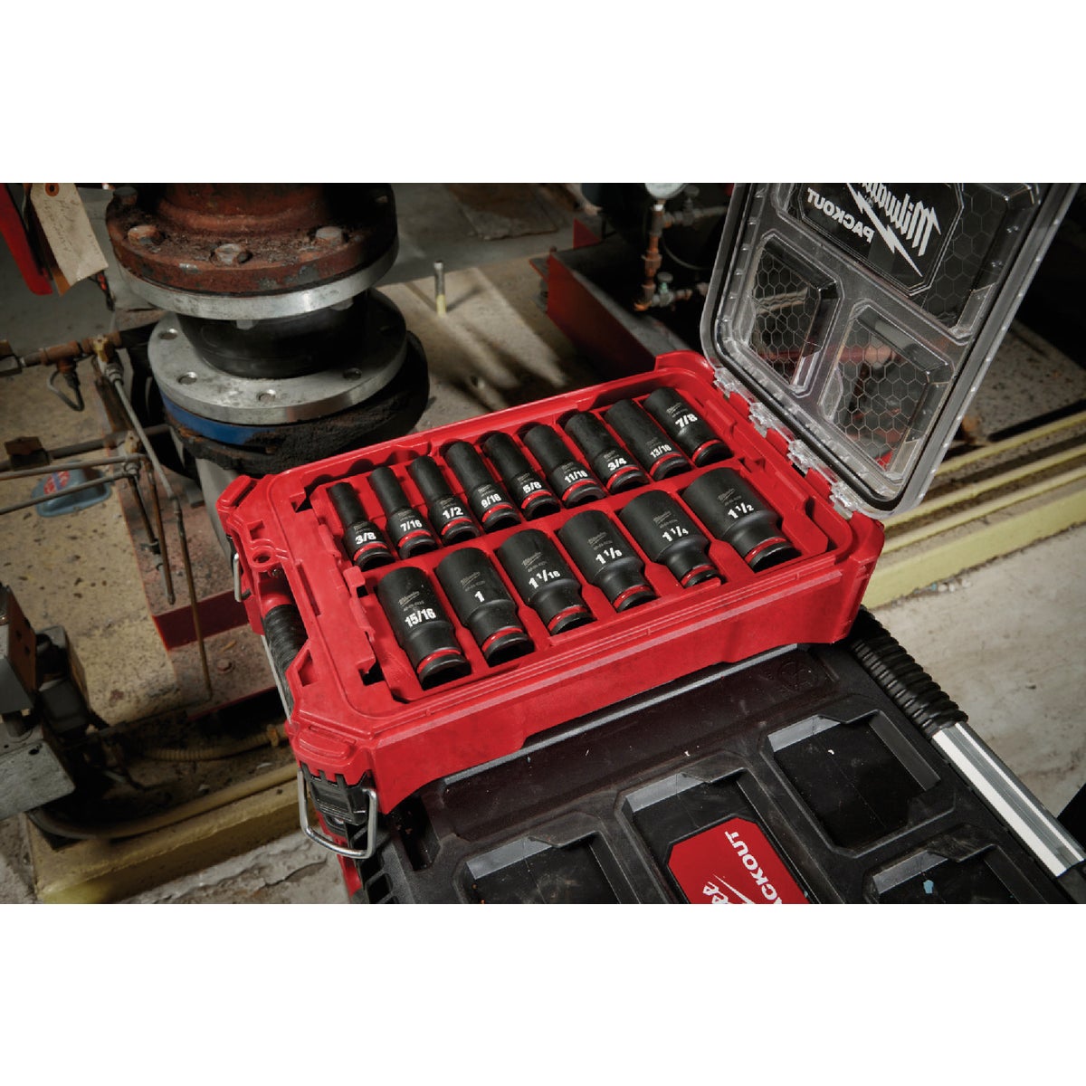 Milwaukee SHOCKWAVE Standard 1/2 In. Drive 6-Point Deep Impact Driver Set with PACKOUT Organizer (15-Piece) Image 2