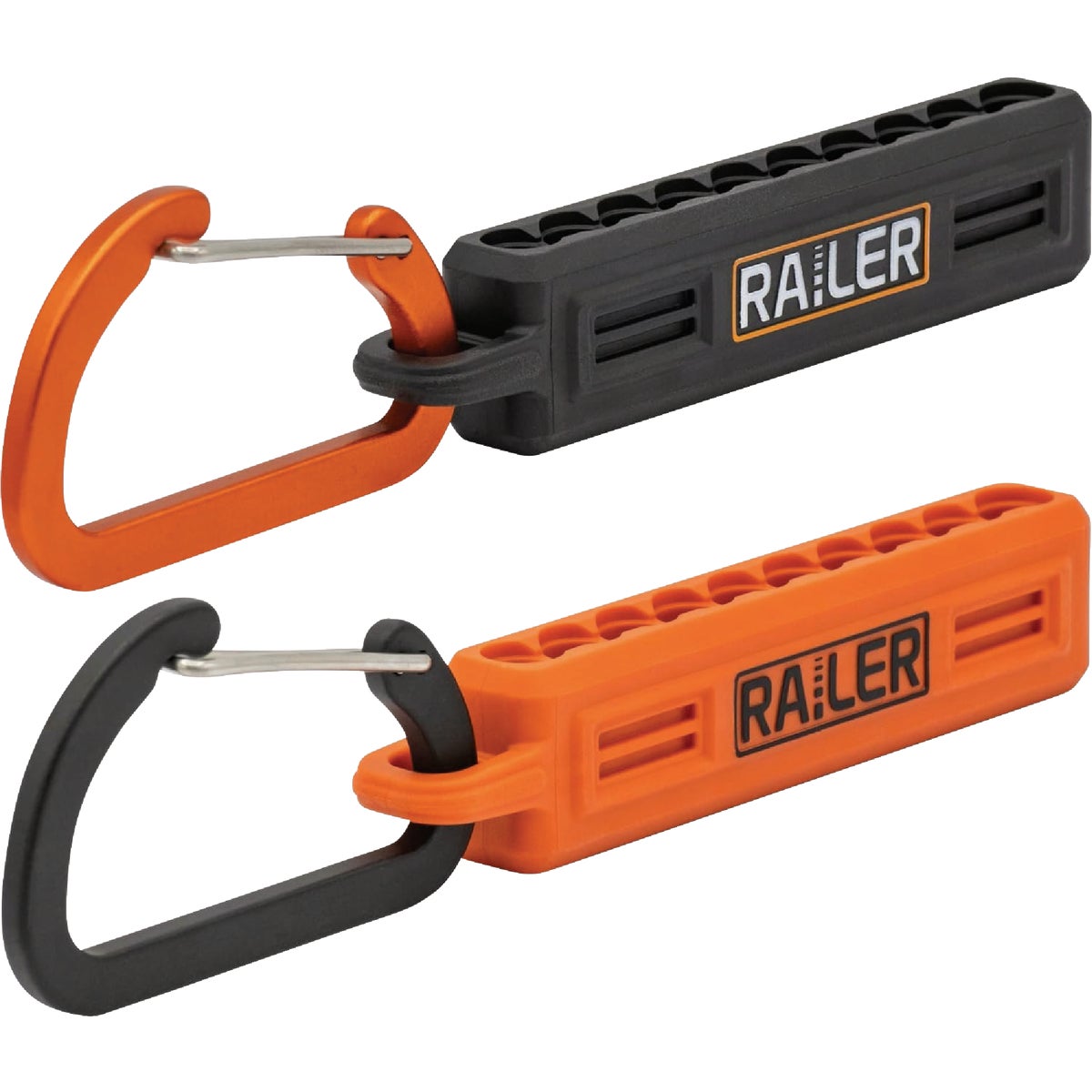Railer 10-Hole Bitrail Orange & Black Bit Holder with Carabiner (2-Pack)