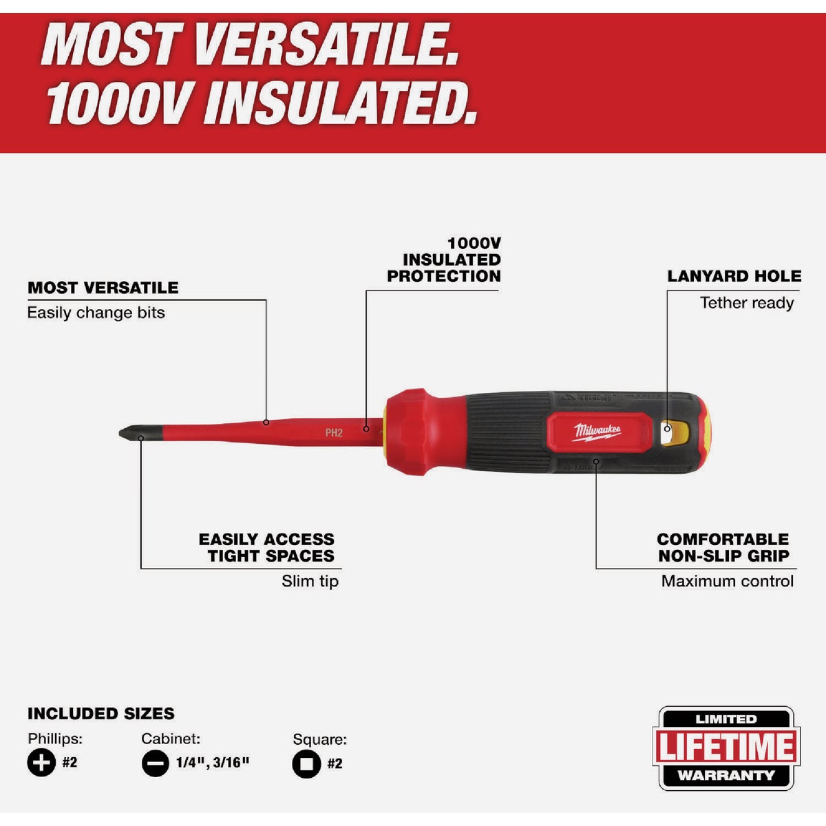 Milwaukee 4-In-1 1000V Insulated Slim Tip Multi-Bit Screwdriver Image 3