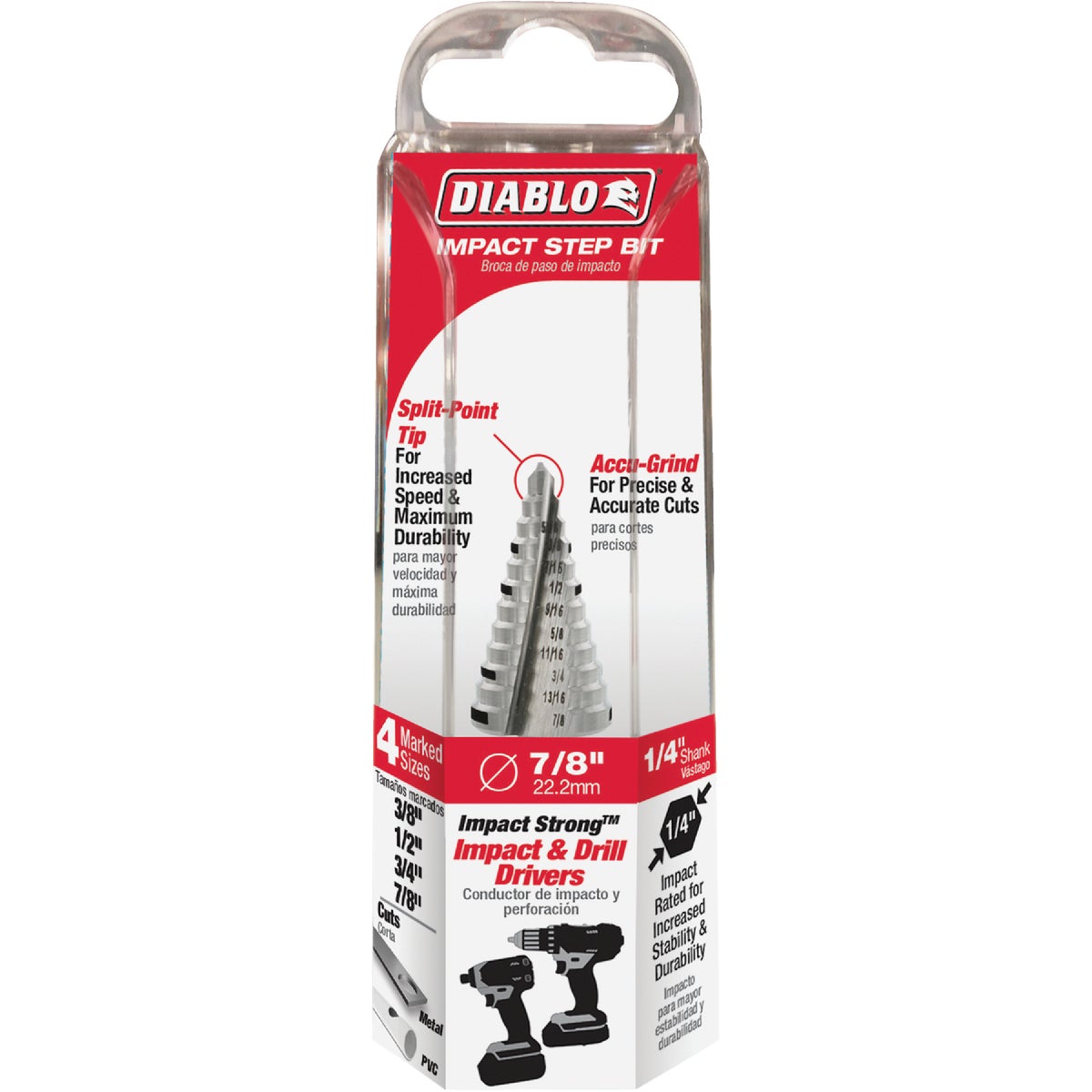 Diablo 3/8 In. - 7/8 In. Impact Step Drill Bit, 12 Steps Image 1