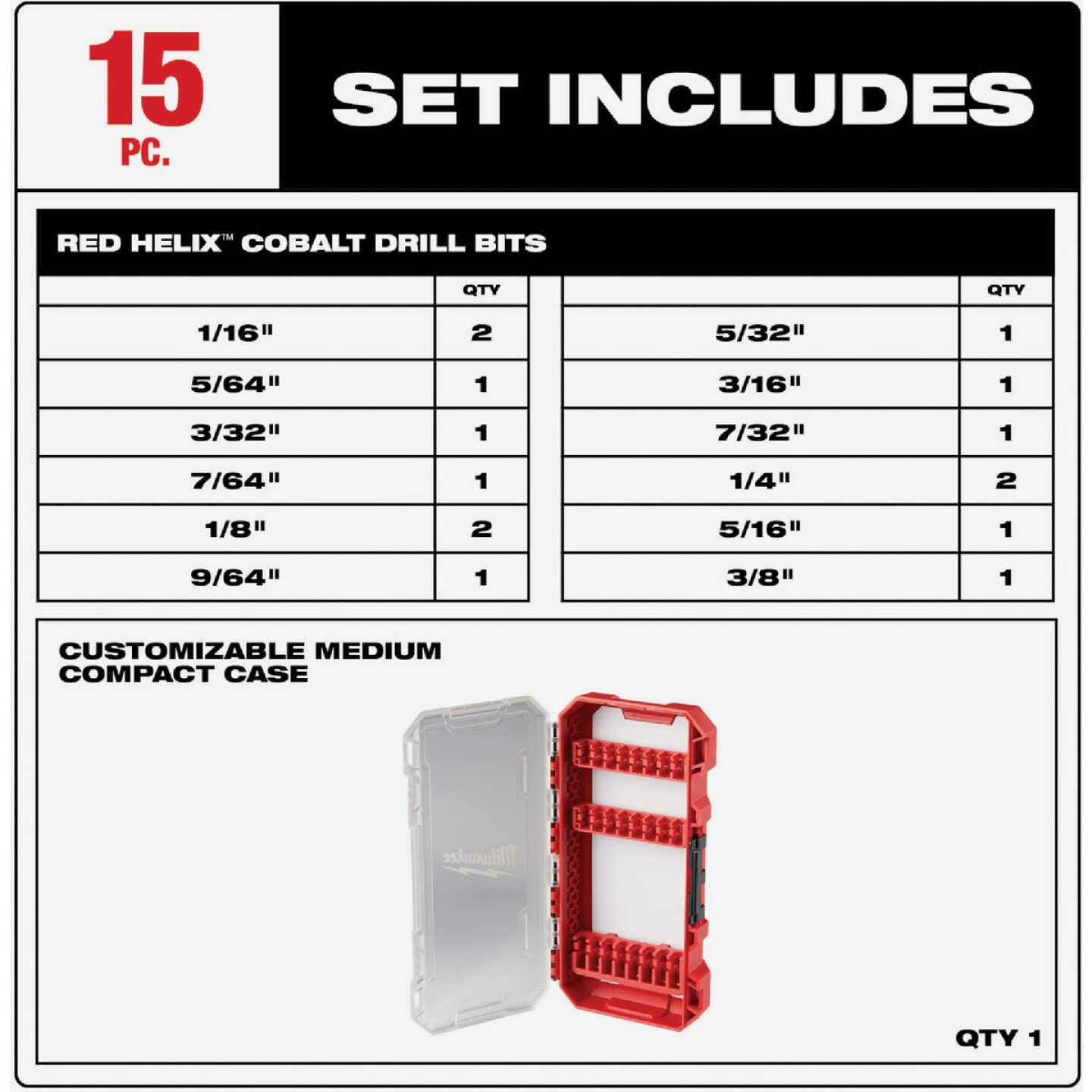 Milwaukee RED HELIX Cobalt Drill Bit Set (15-Piece) Image 2
