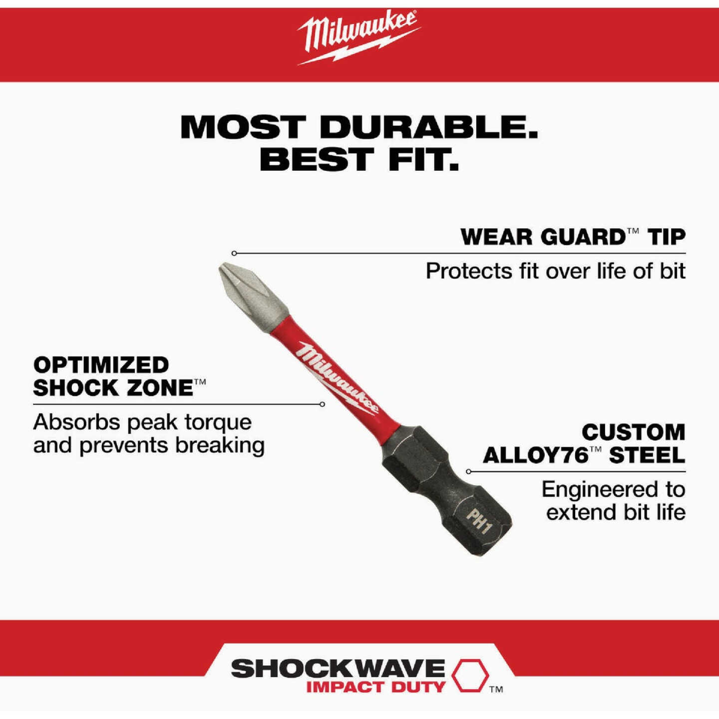 Milwaukee SHOCKWAVE #2 Square 2 In. Impact Duty Screwdriver Bit (2-Pack) Image 2