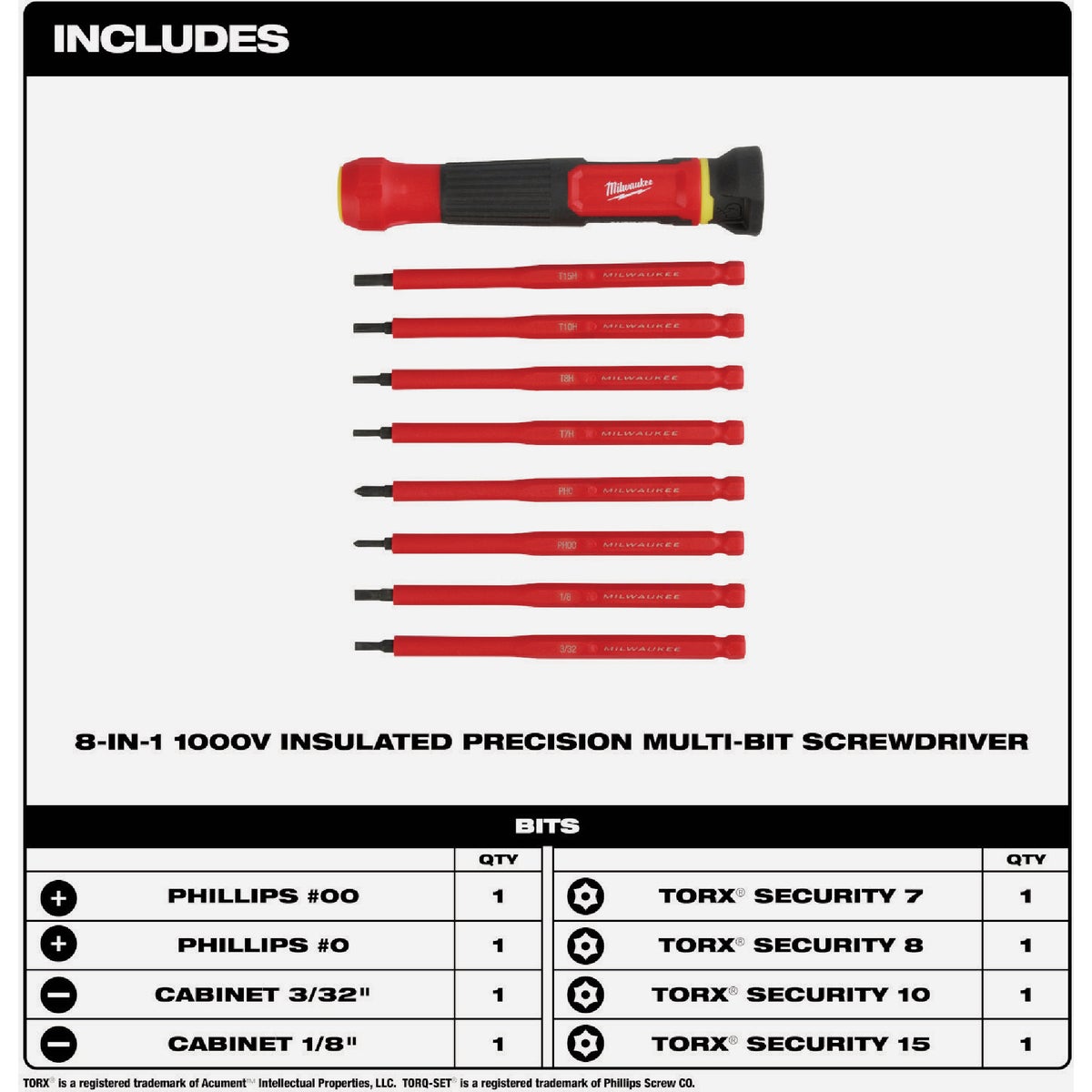 Milwaukee 8-In-1 1000V Insulated Precision Multi-Bit Screwdriver Image 2