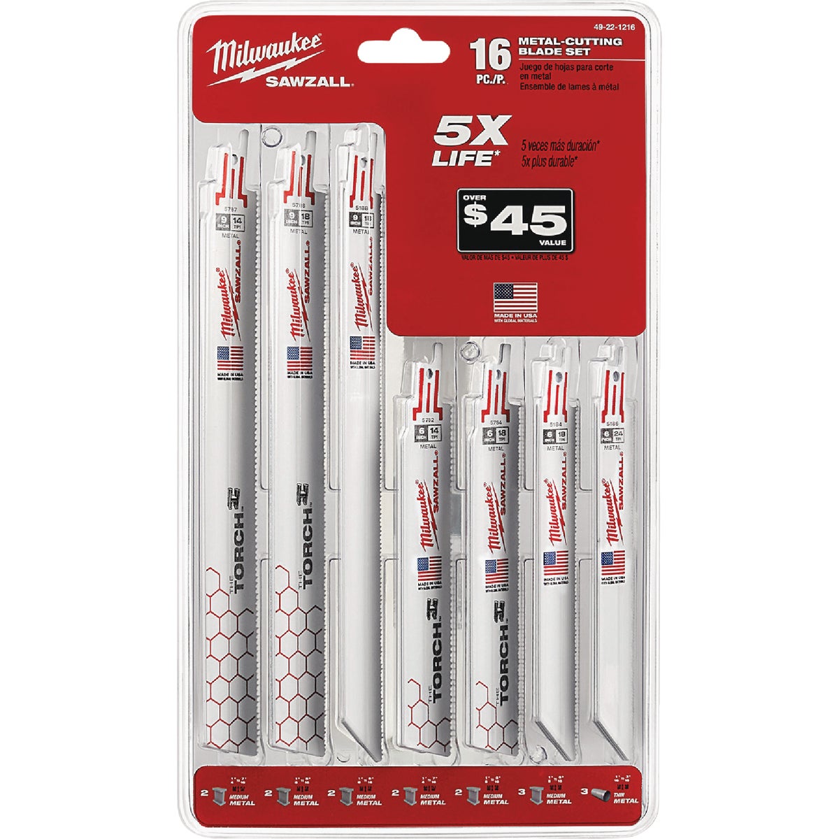 Milwaukee SAWZALL 16-Piece Multi-Material Reciprocating Saw Blade Set Image 4