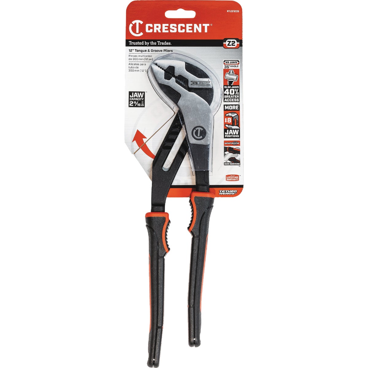 Crescent 12 In. Straight Jaw Tongue & Groove Pliers Image 2
