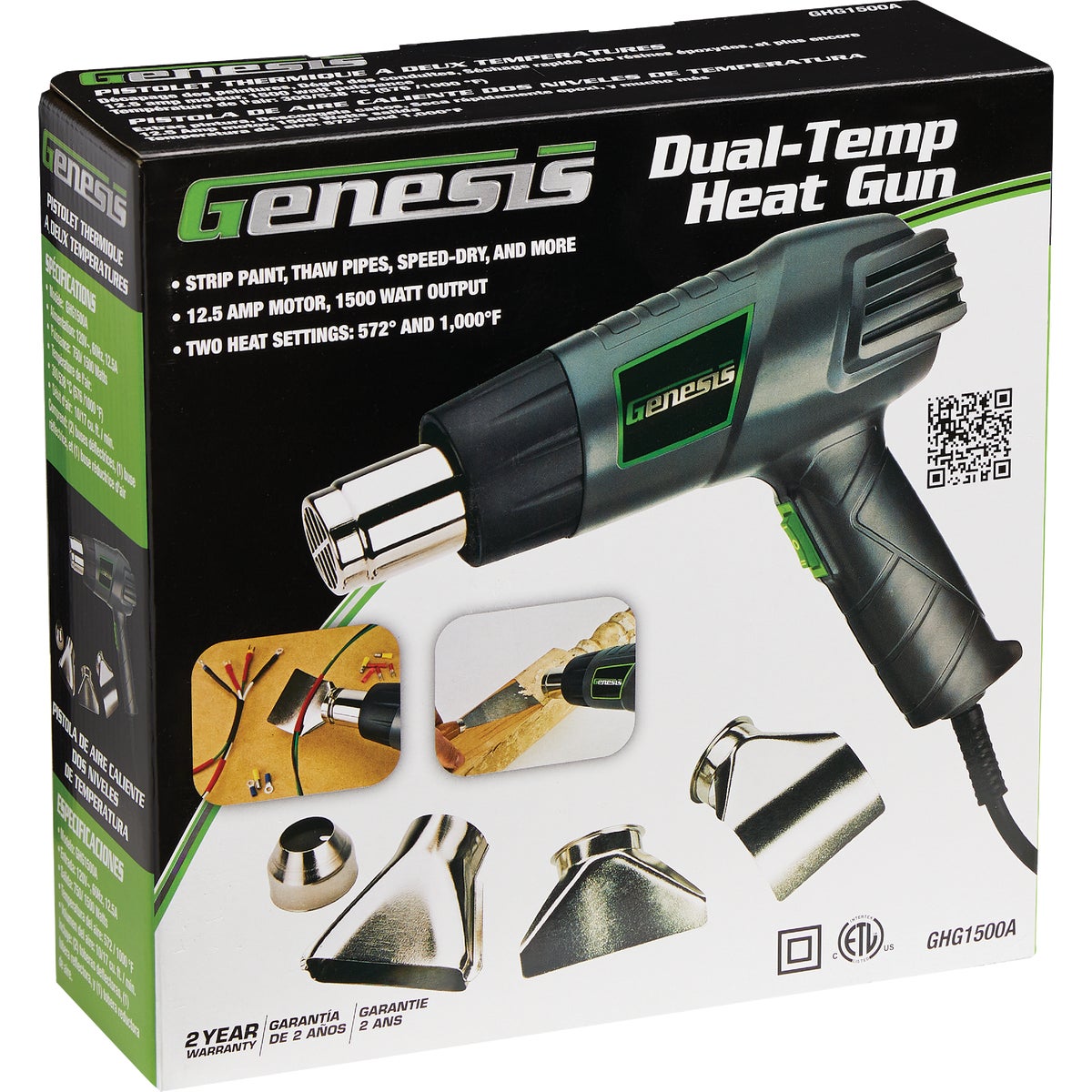 Genesis 12.5A Dual Temp Heat Gun Kit w/9 Accessories Image 4