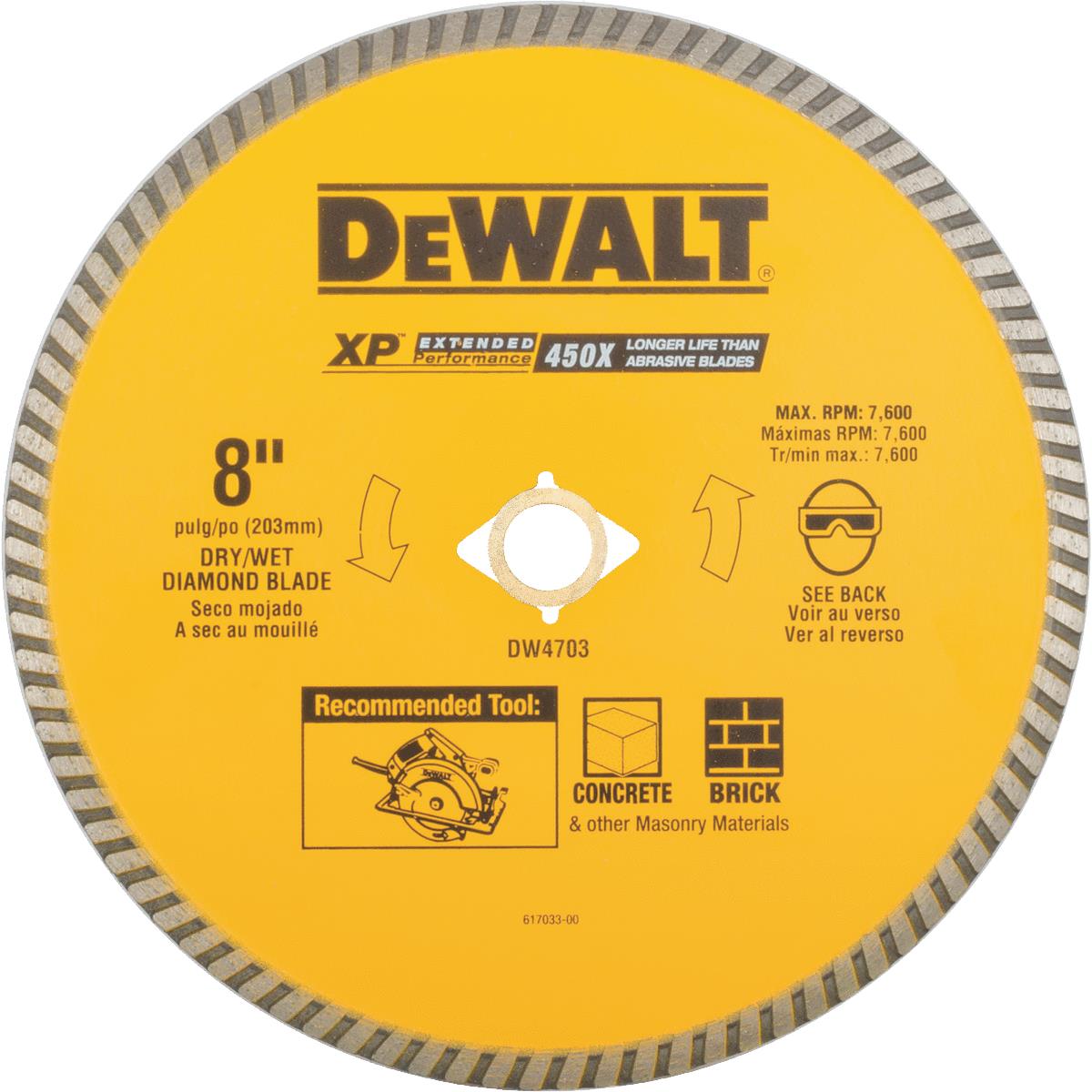 DeWalt Extended Performance 8 In. Continuous Turbo Diamond Blade Image 1