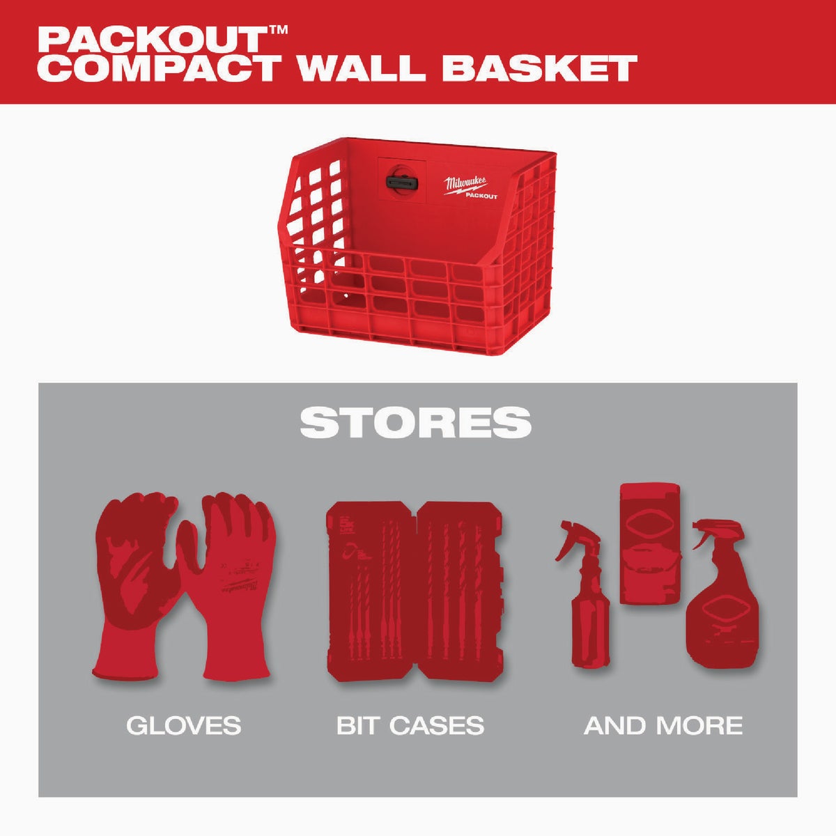 Milwaukee PACKOUT Compact Wall Basket Image 3