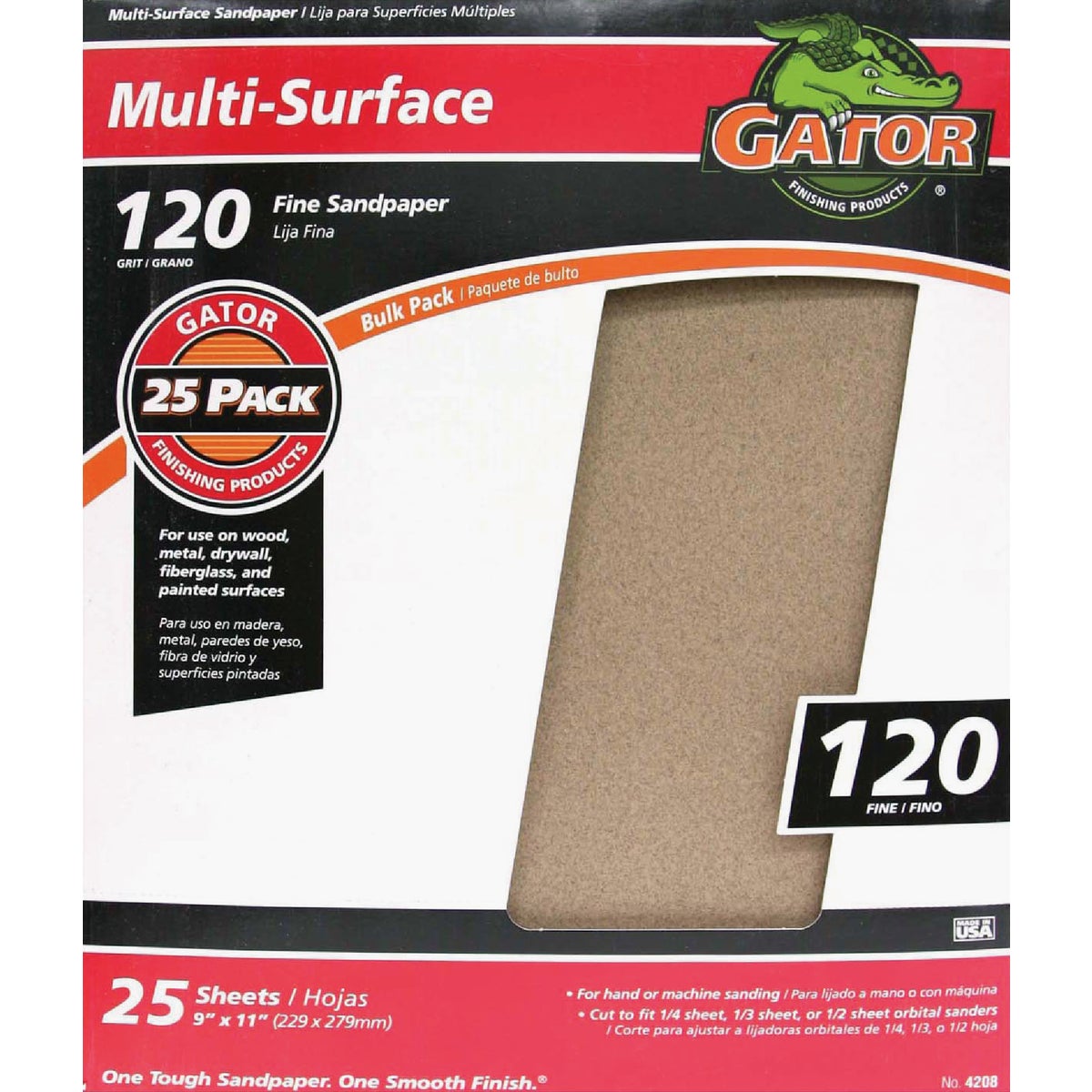 Gator Blade Multi-Surface 9 In. x 11 In. 120 Grit Fine Sandpaper (25-Pack)