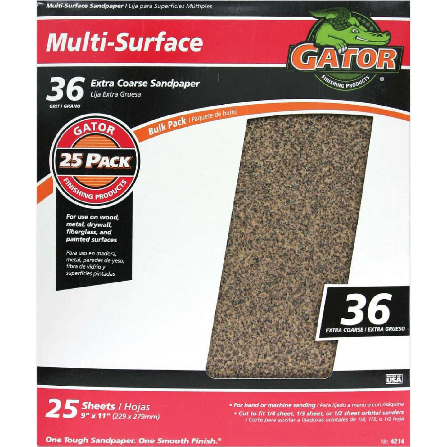 Gator Blade Multi-Surface 9 In. x 11 In. 36 Grit Extra Coarse Sandpaper (25-Pack) Image 1