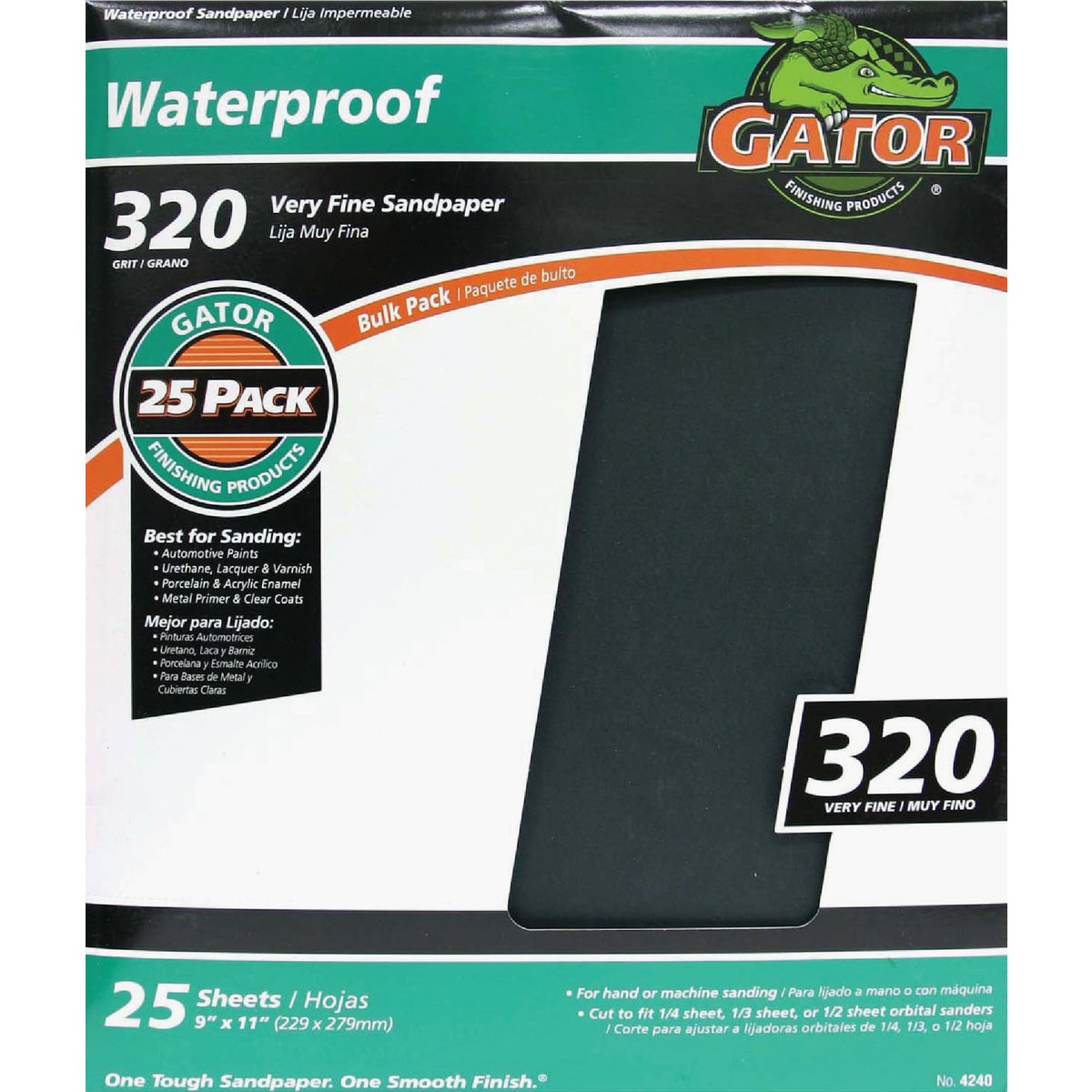 Gator Blade Waterproof 9 In. x 11 In. 320 Grit Very Fine Sandpaper (25-Pack)