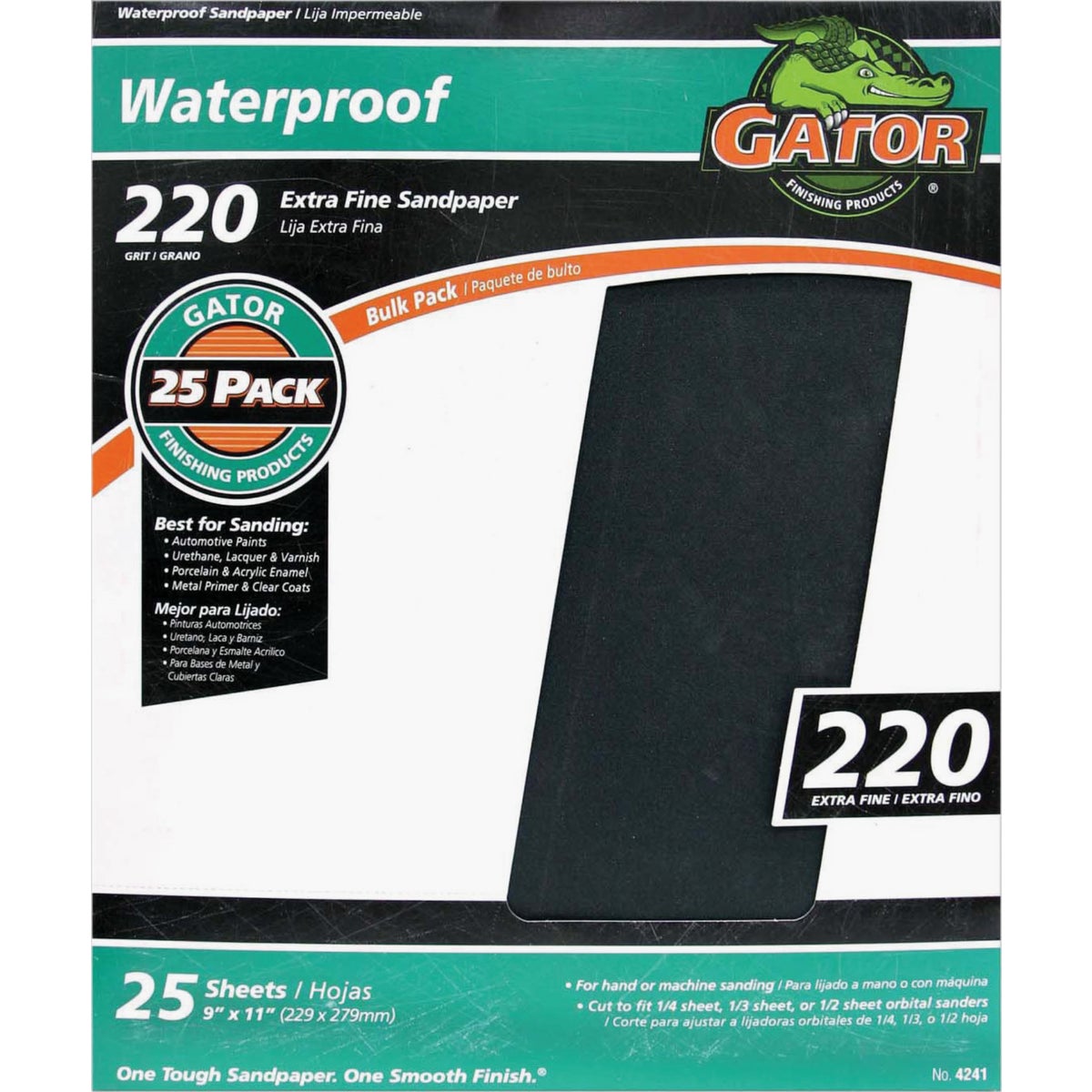 Gator Blade Waterproof 9 In. x 11 In. 220 Grit Extra Fine Sandpaper (25-Pack)