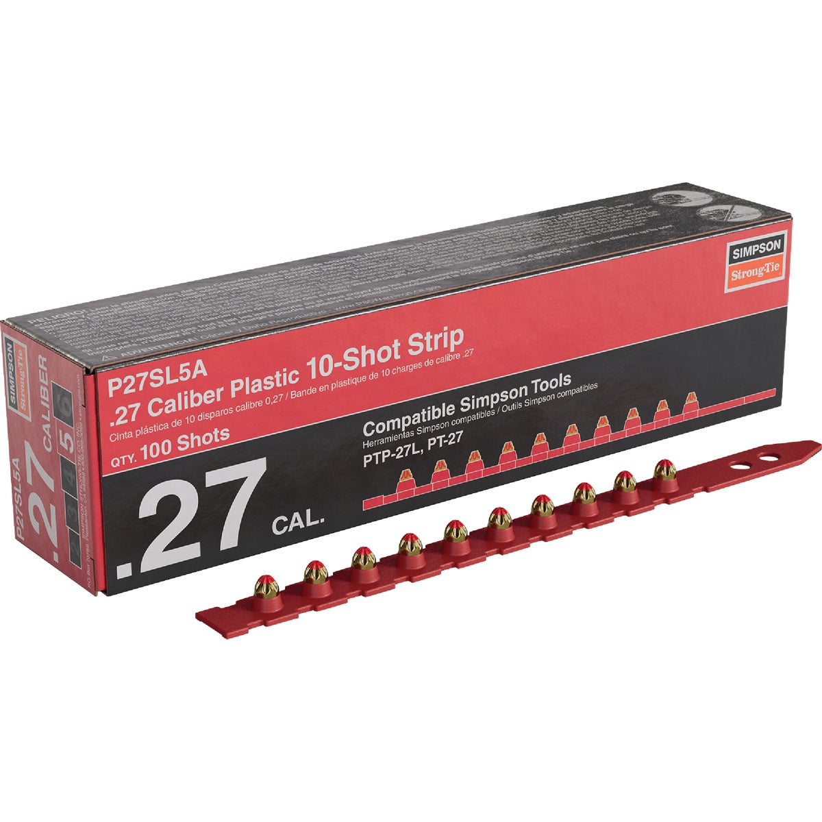 P27SL 0.27-Caliber Plastic, 10-Shot Strip Loads, Red - Imported (100-Qty)