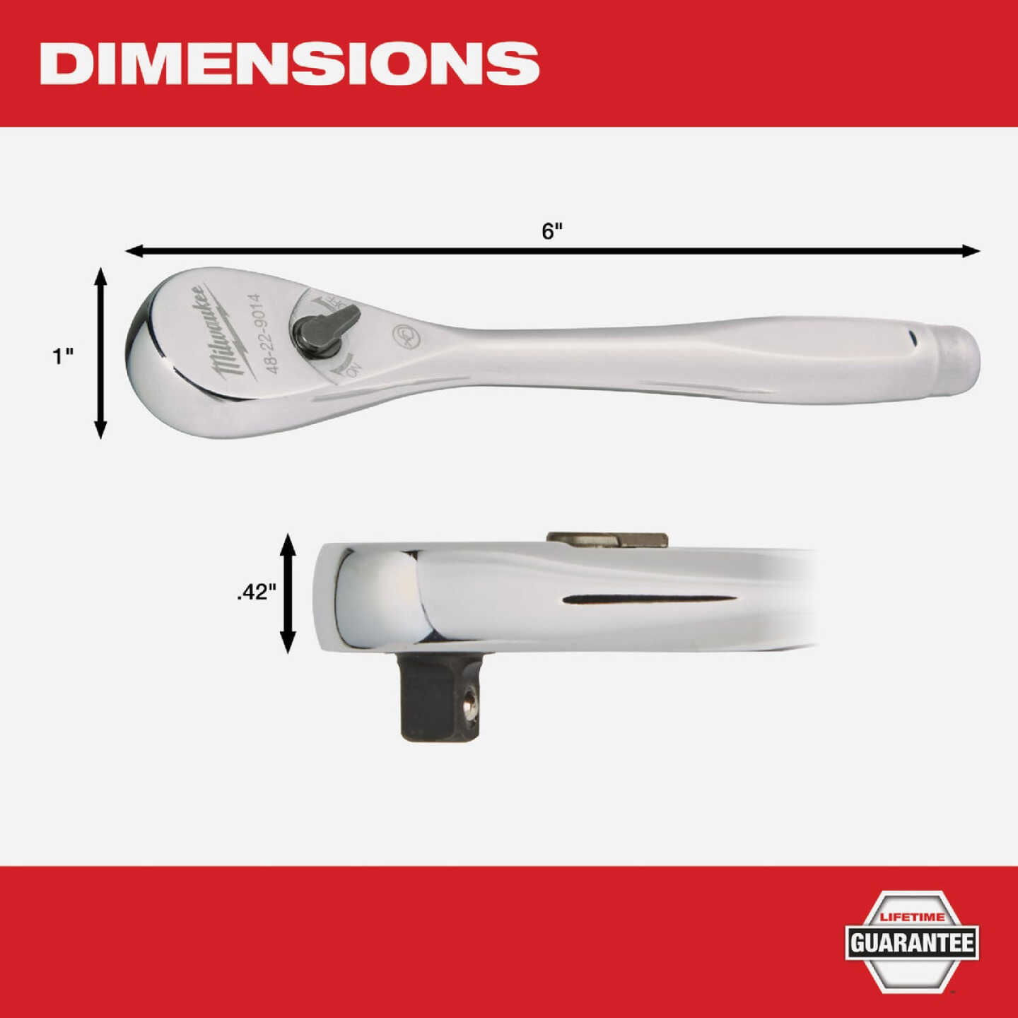 Milwaukee 1/4 In. Drive 90-Tooth Ratchet Image 4