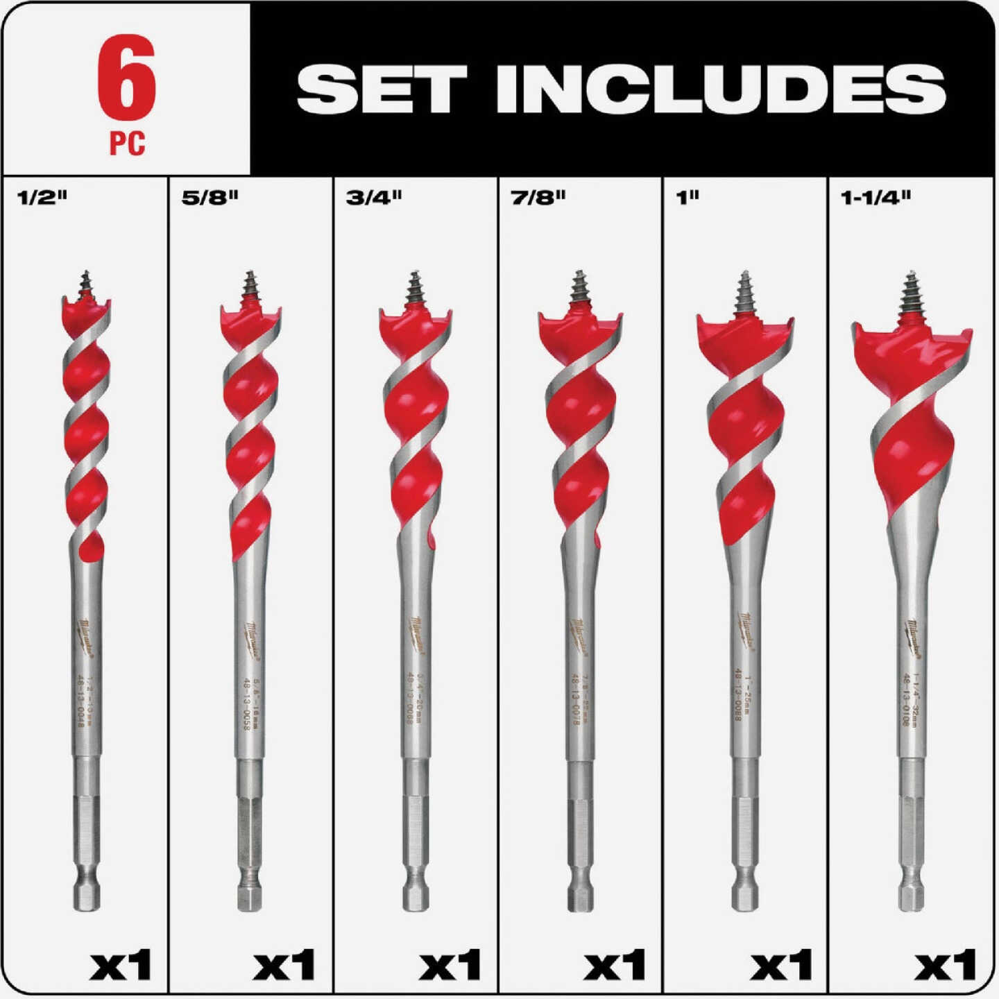 Milwaukee SPEED FEED 6-Piece Auger Bit Set Image 2