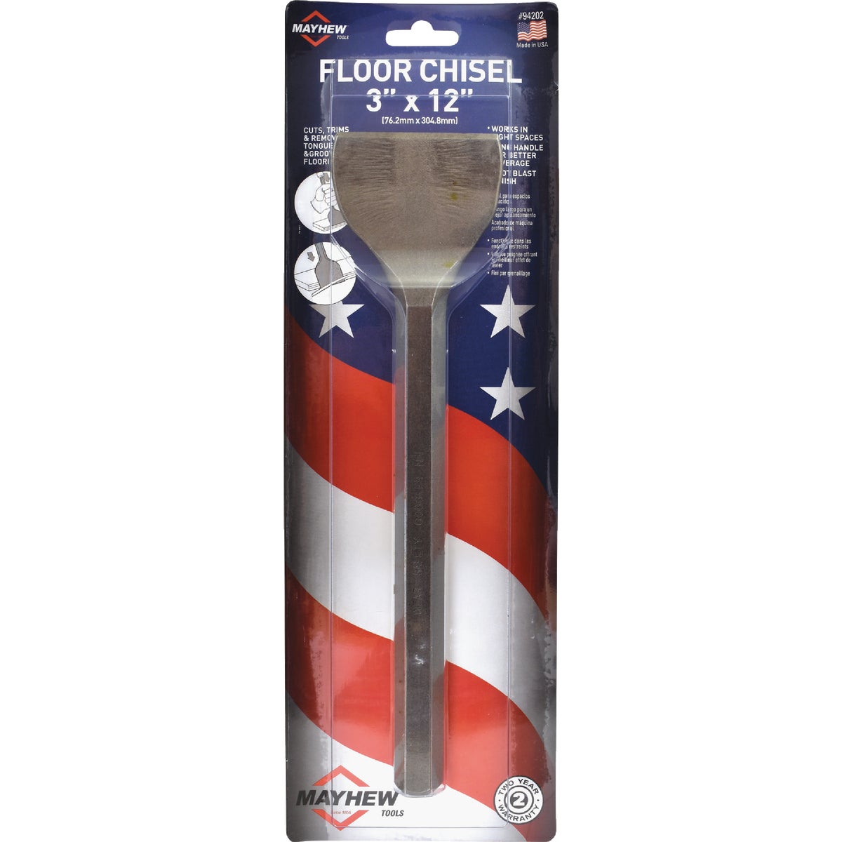 Mayhew Tools 3 In. x 12 In. Floor Chisel Image 2